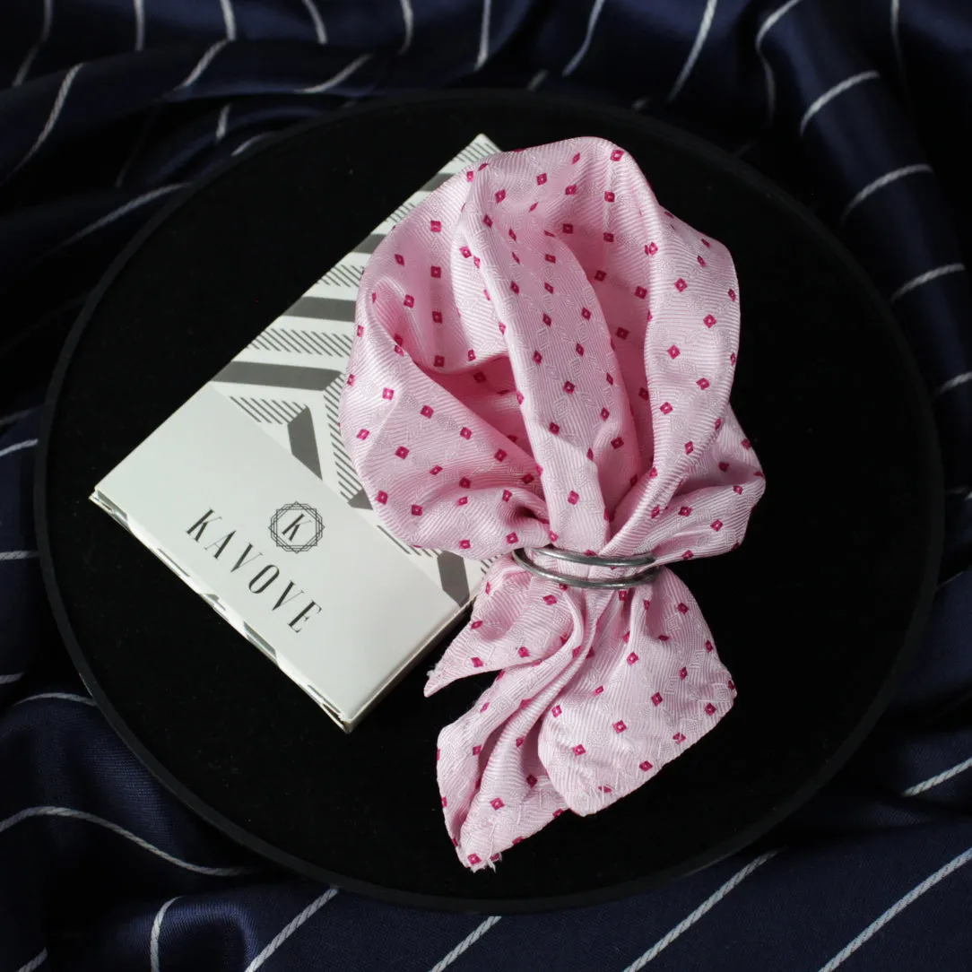 Kovove Elegant Pink Checkered Pocket Square For Men