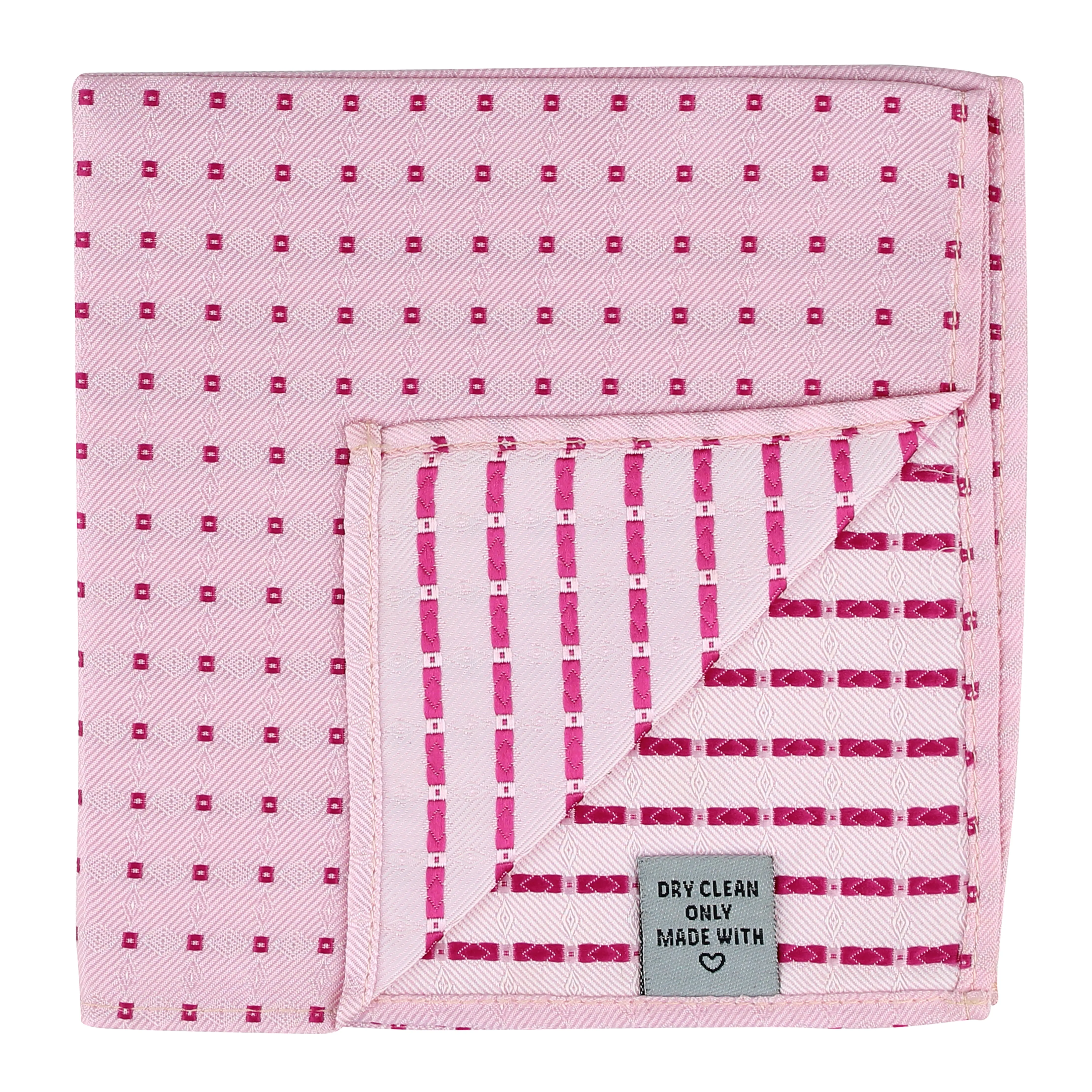 Kovove Elegant Pink Checkered Pocket Square For Men