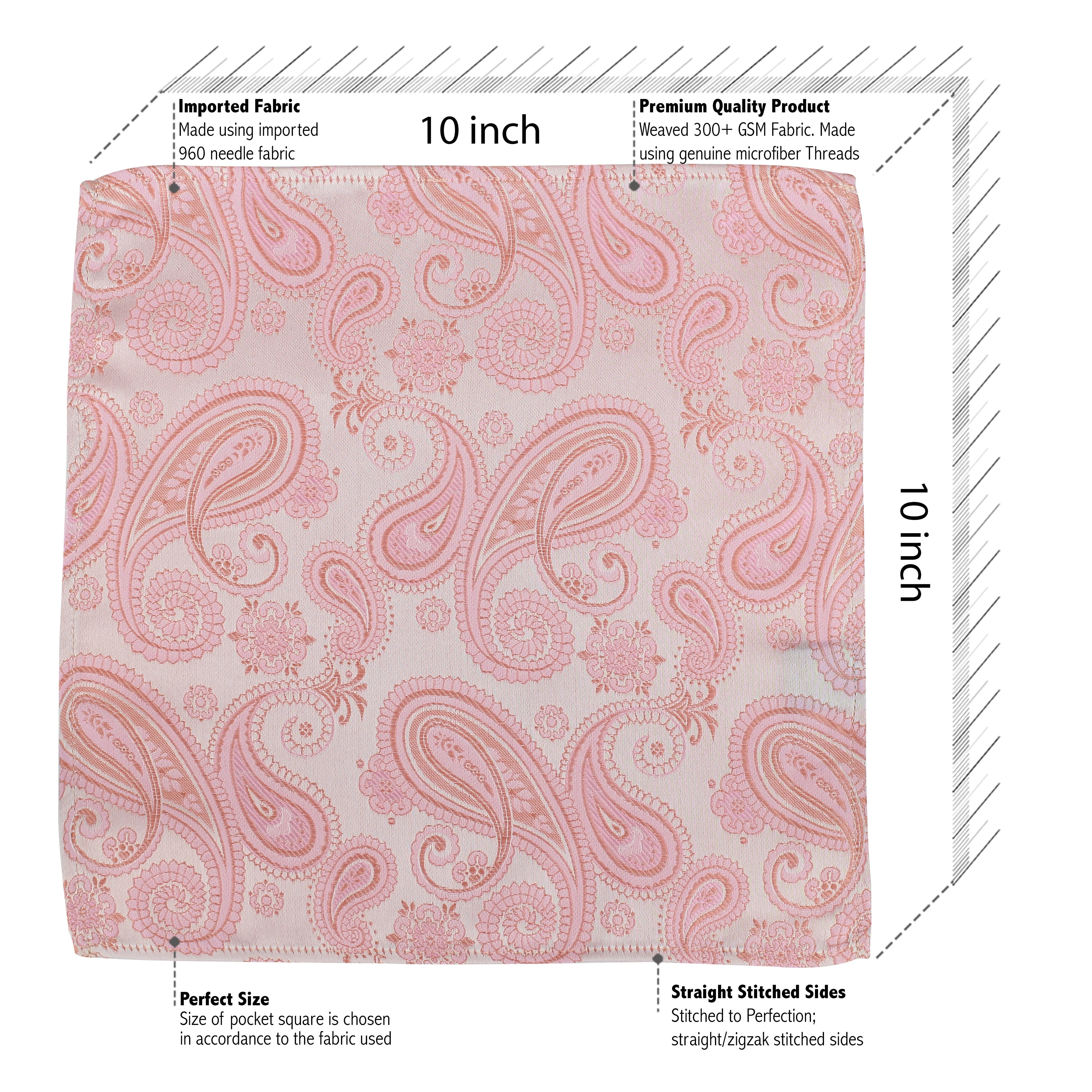 Kovove Elegant Pink Paisley Pocket Square For Men