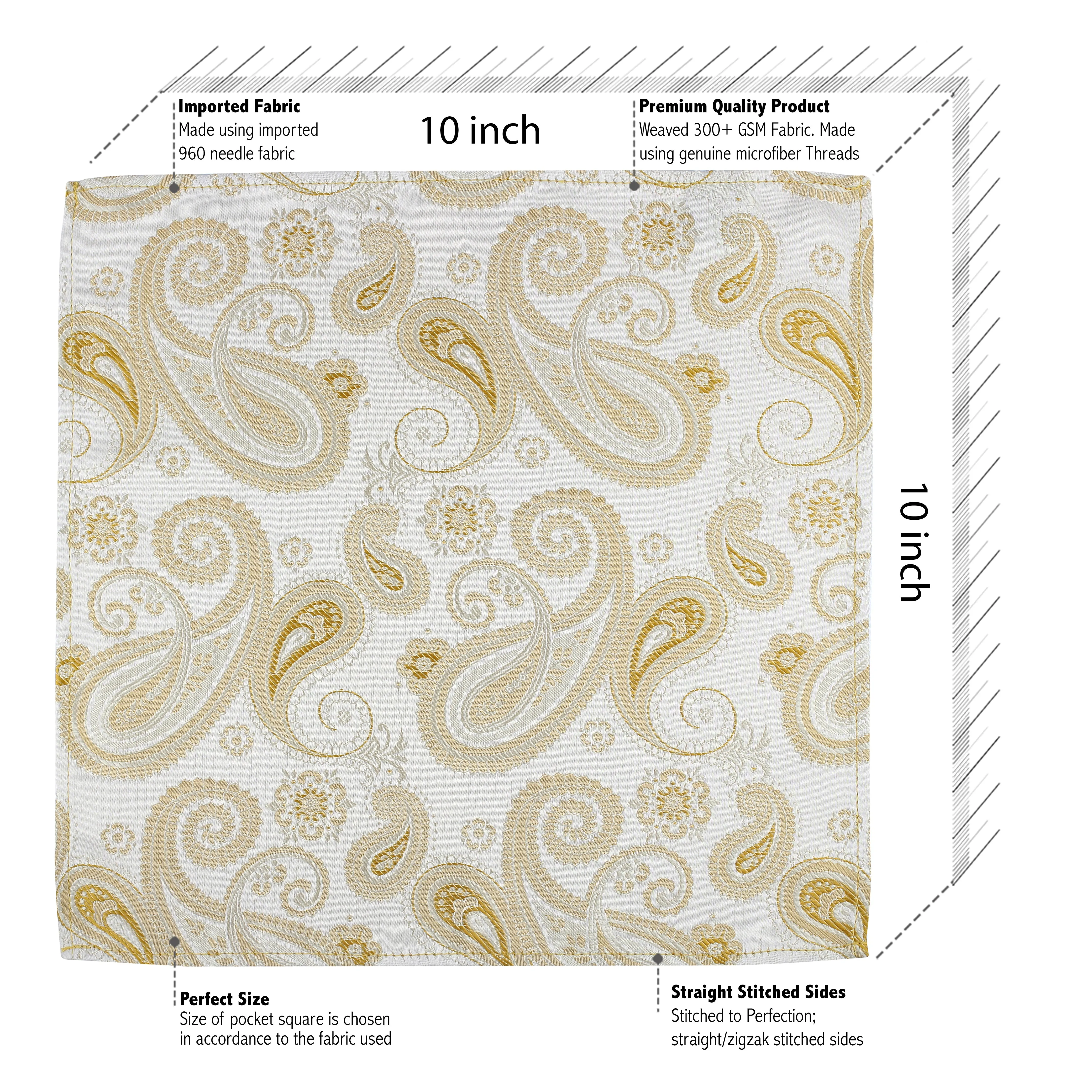 Kovove Elegant White Paisley Pocket Square For Men