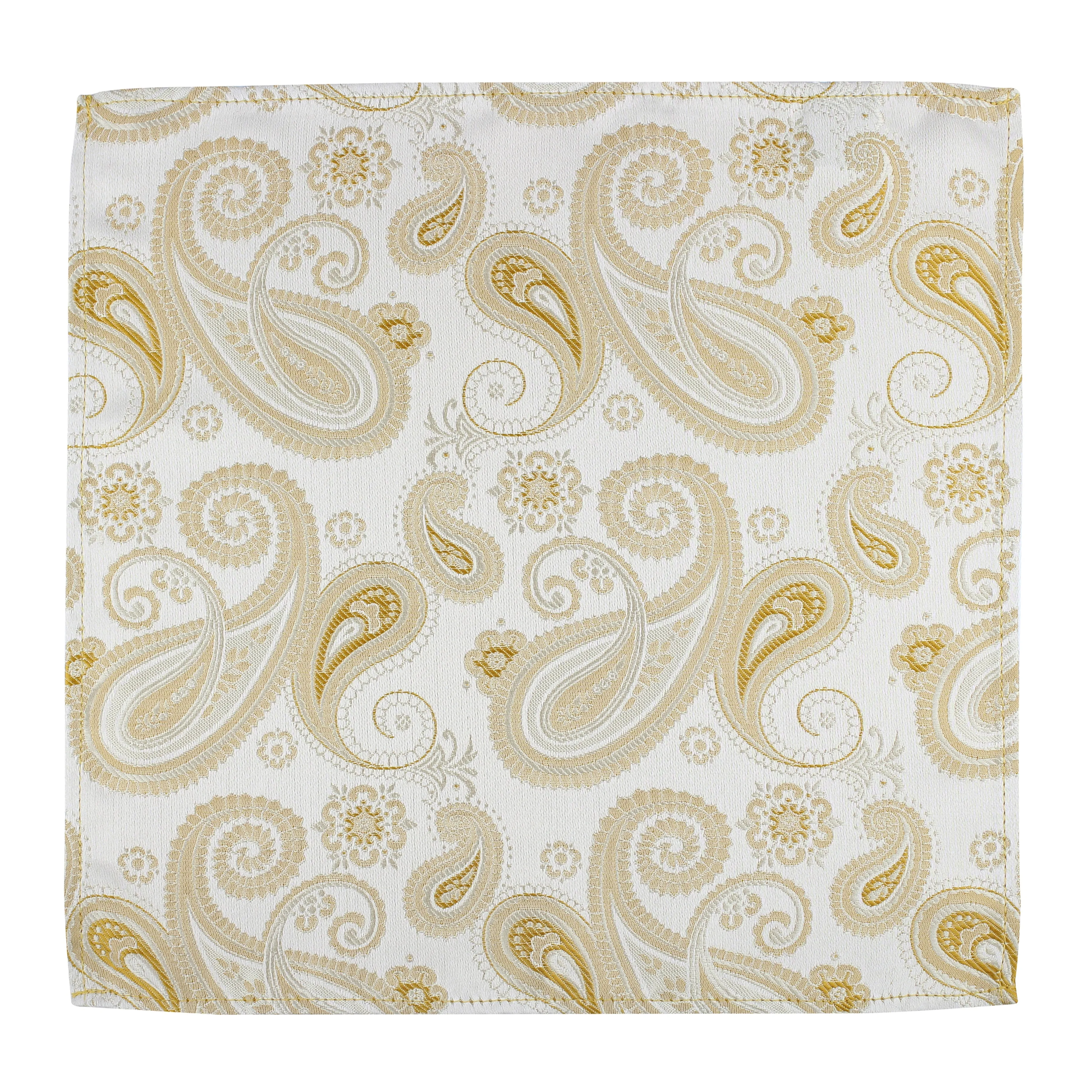 Kovove Elegant White Paisley Pocket Square For Men