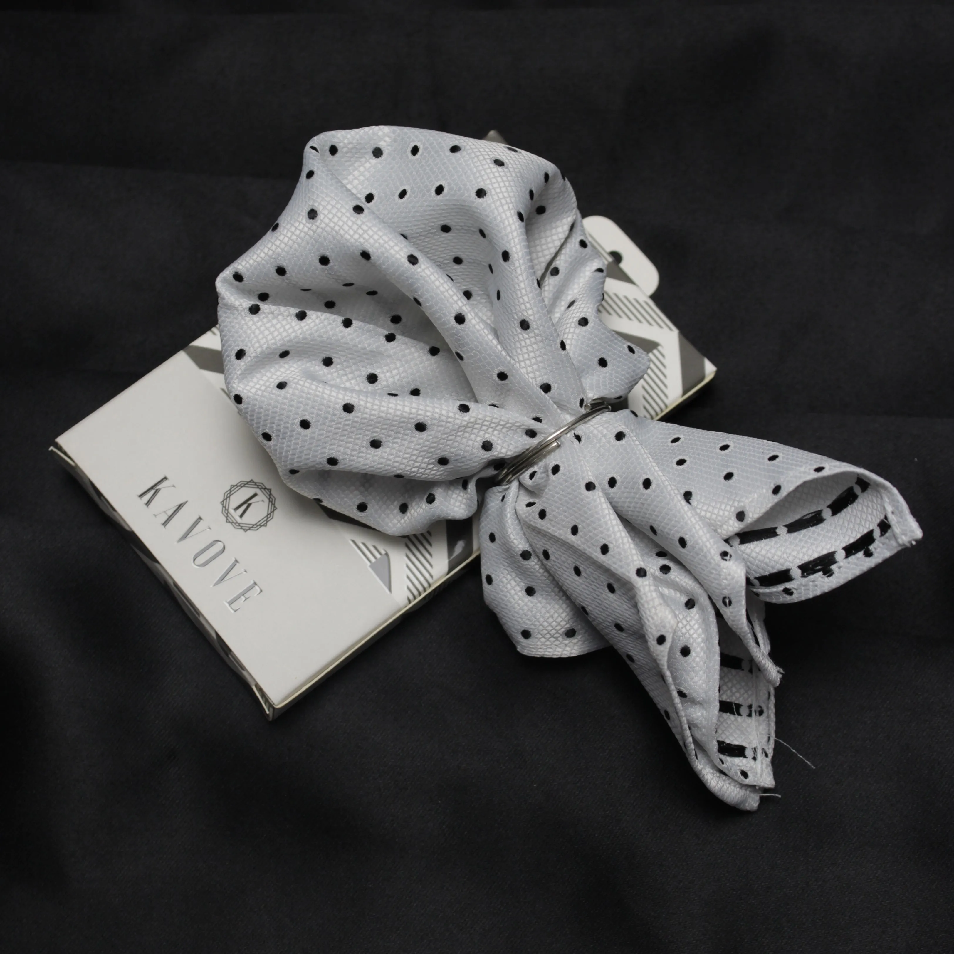 Kovove Elegant White Polka Dot Pocket Square For Men