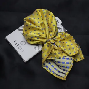 Kovove Elegant Yellow Polka Dot Pocket Square For Men