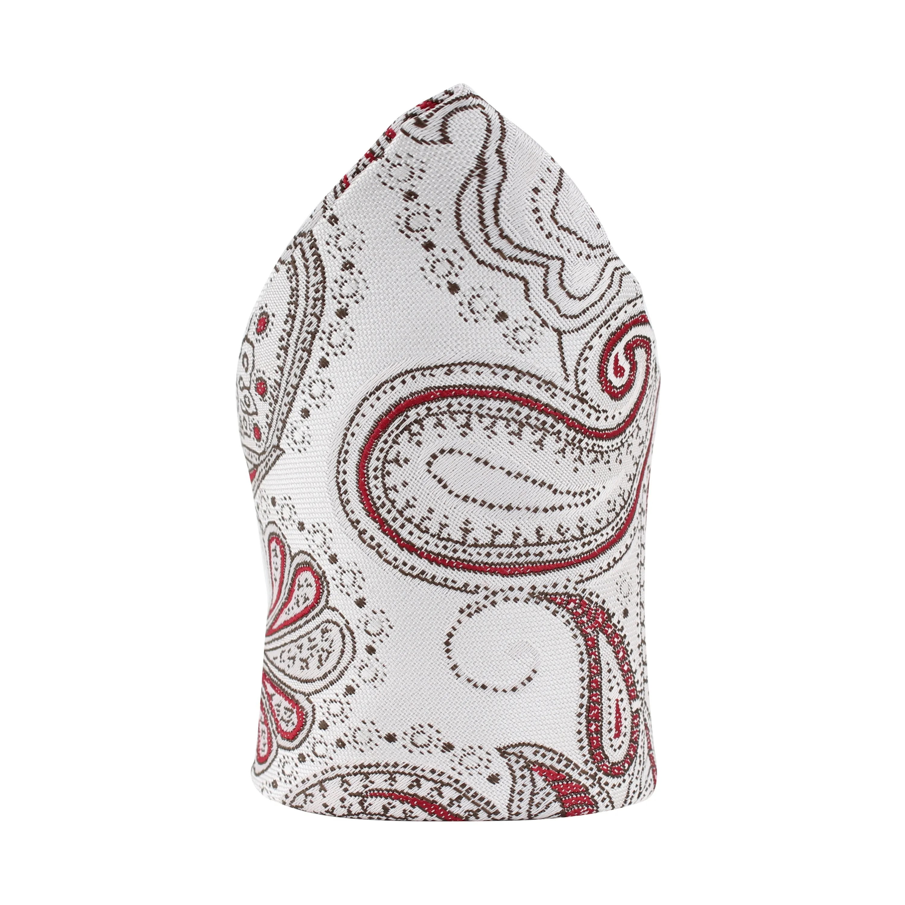 Kovove Exotic White Paisley Pocket Square For Men