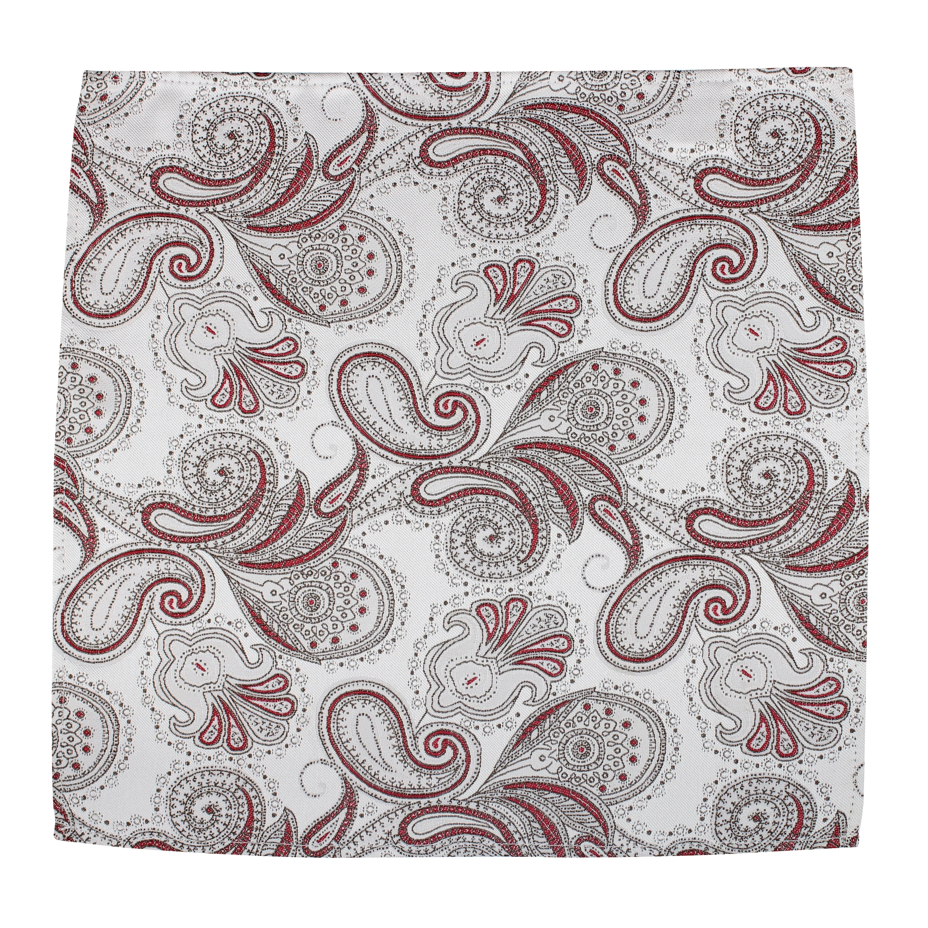 Kovove Exotic White Paisley Pocket Square For Men