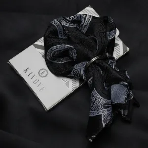 Kovove Graceful Black Paisley Pocket Square For Men