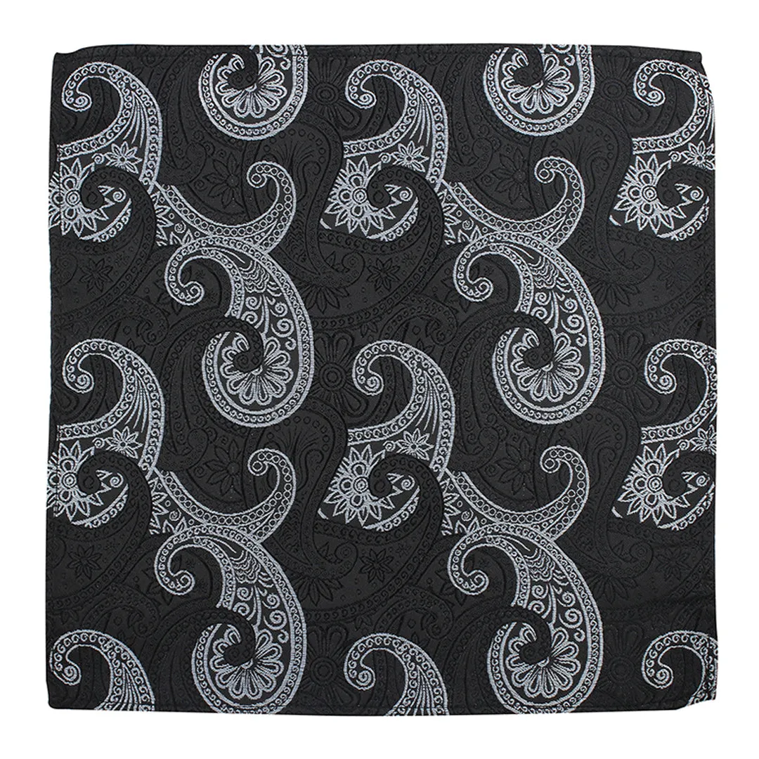 Kovove Graceful Black Paisley Pocket Square For Men