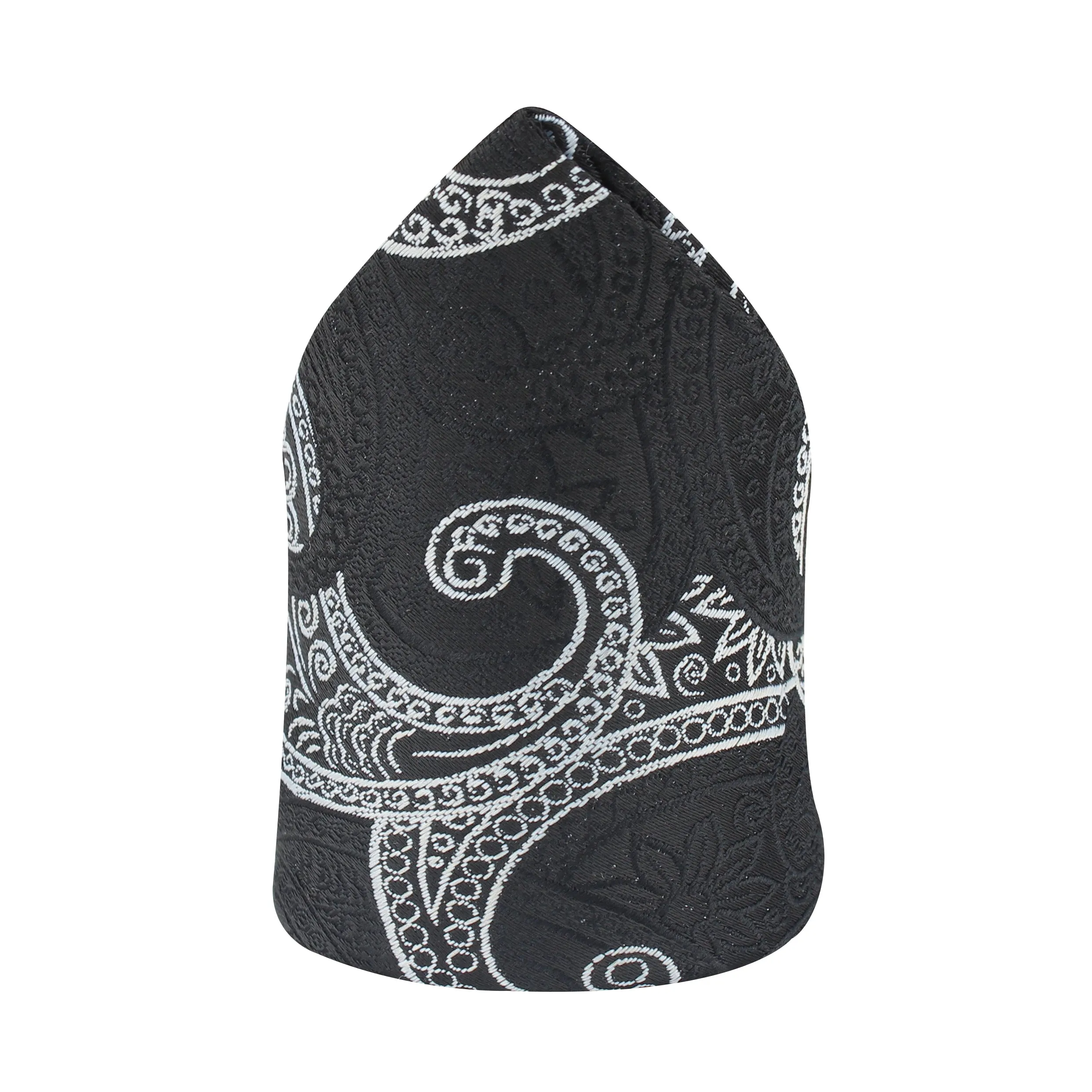 Kovove Graceful Black Paisley Pocket Square For Men