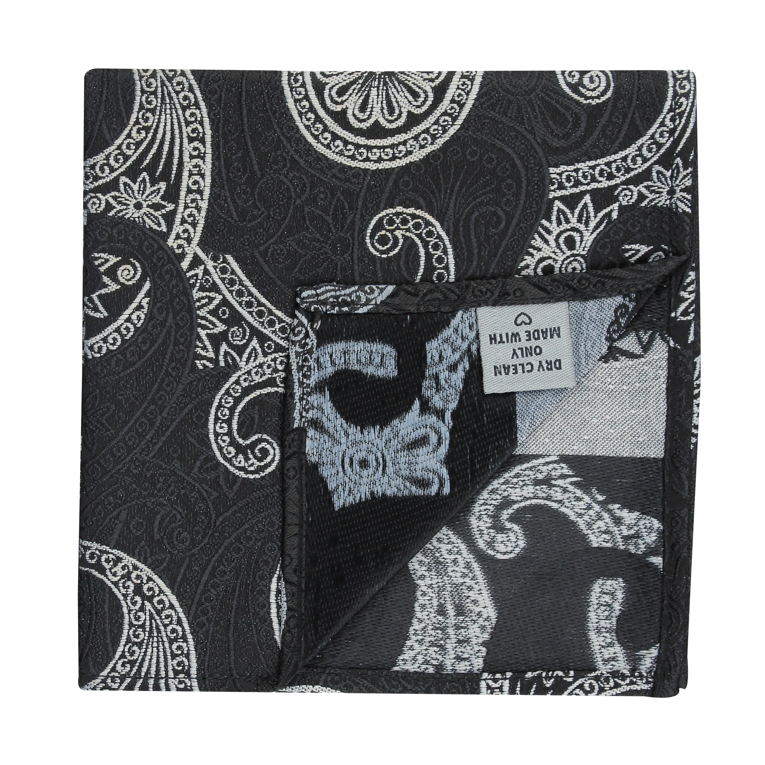 Kovove Graceful Black Paisley Pocket Square For Men