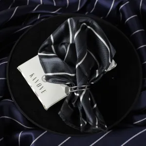 Kovove Graceful Black Striped Pocket Square For Men