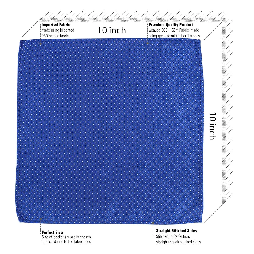 Kovove Graceful Blue Checkered Pocket Square For Men