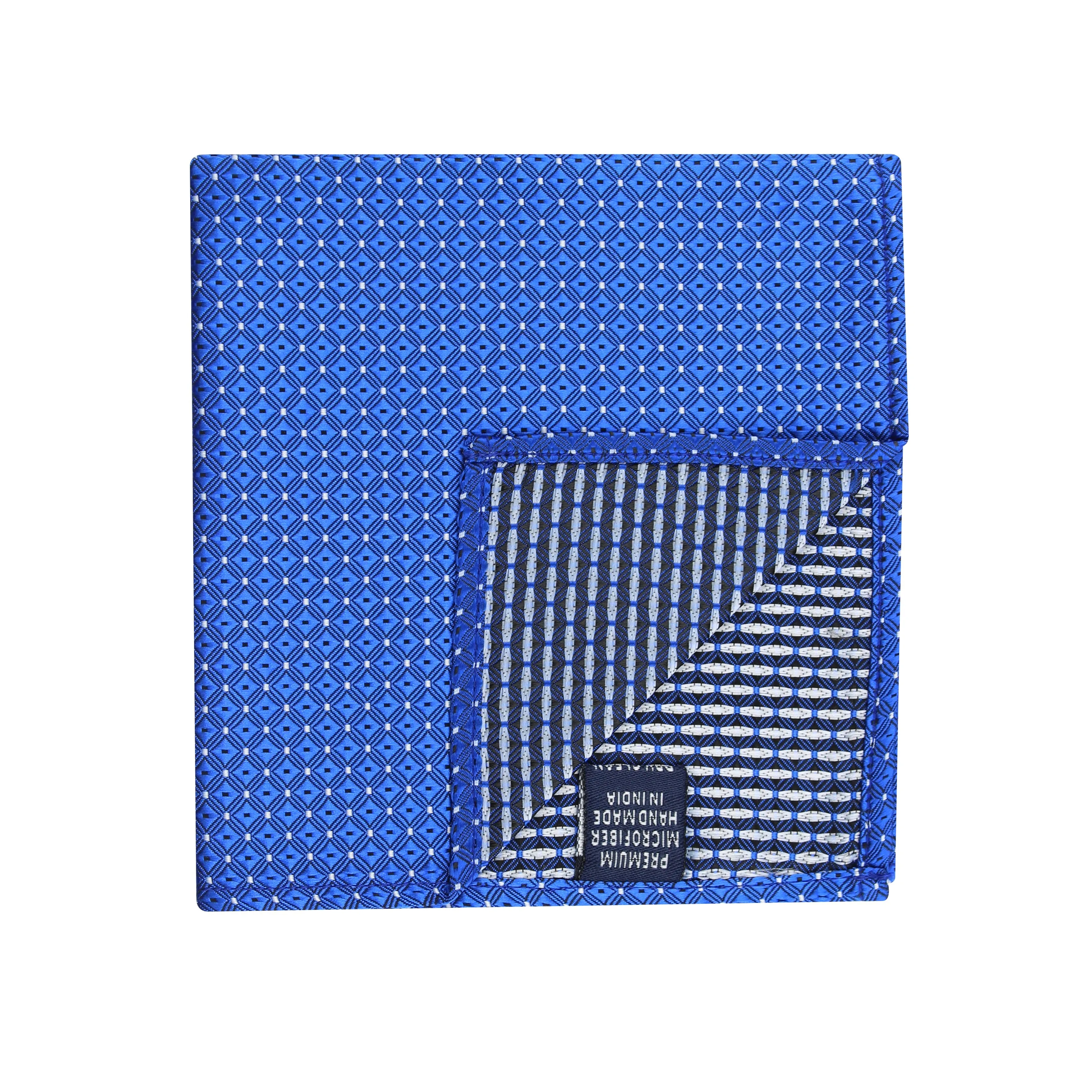 Kovove Graceful Blue Checkered Pocket Square For Men