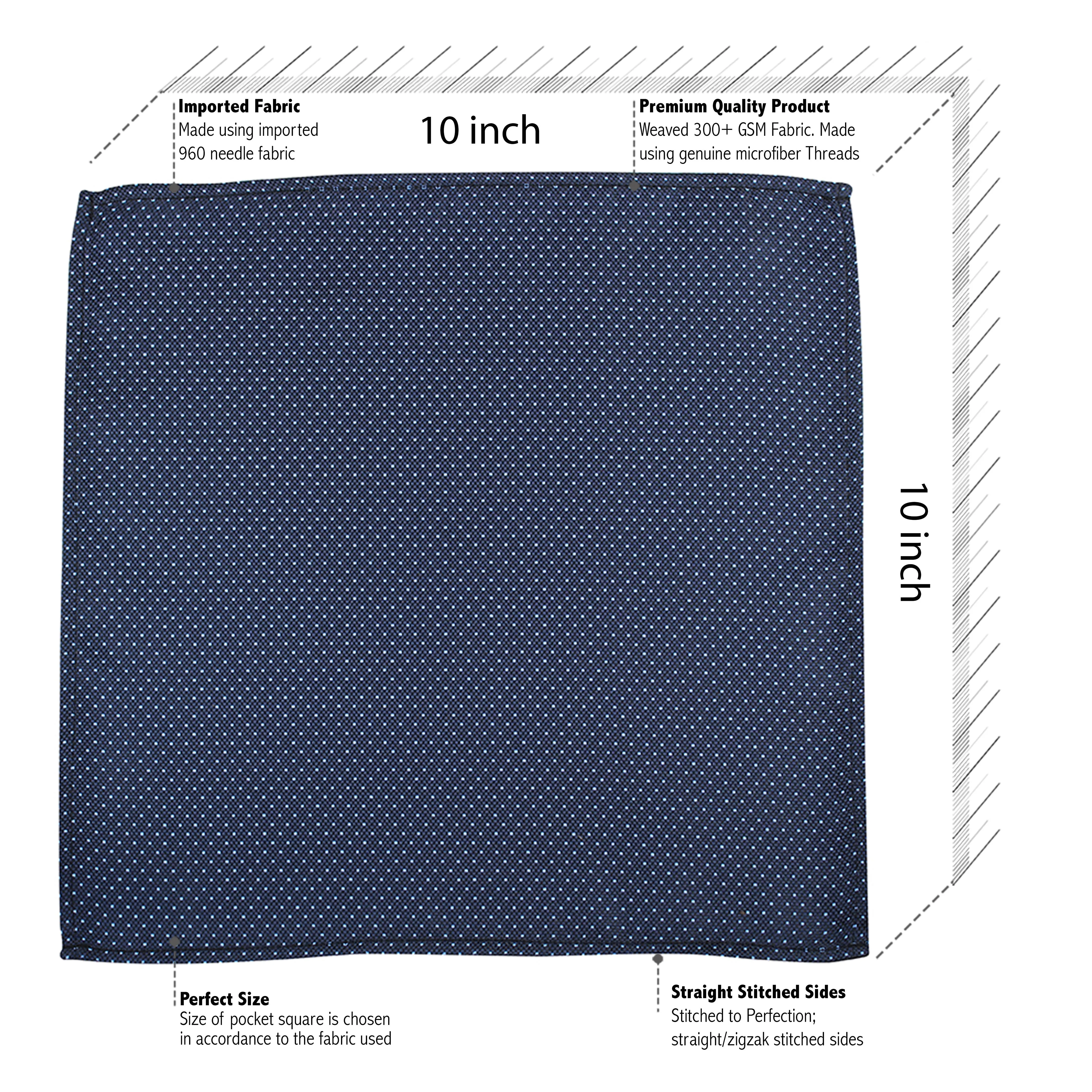 Kovove Graceful Blue Polka Dot Pocket Square For Men