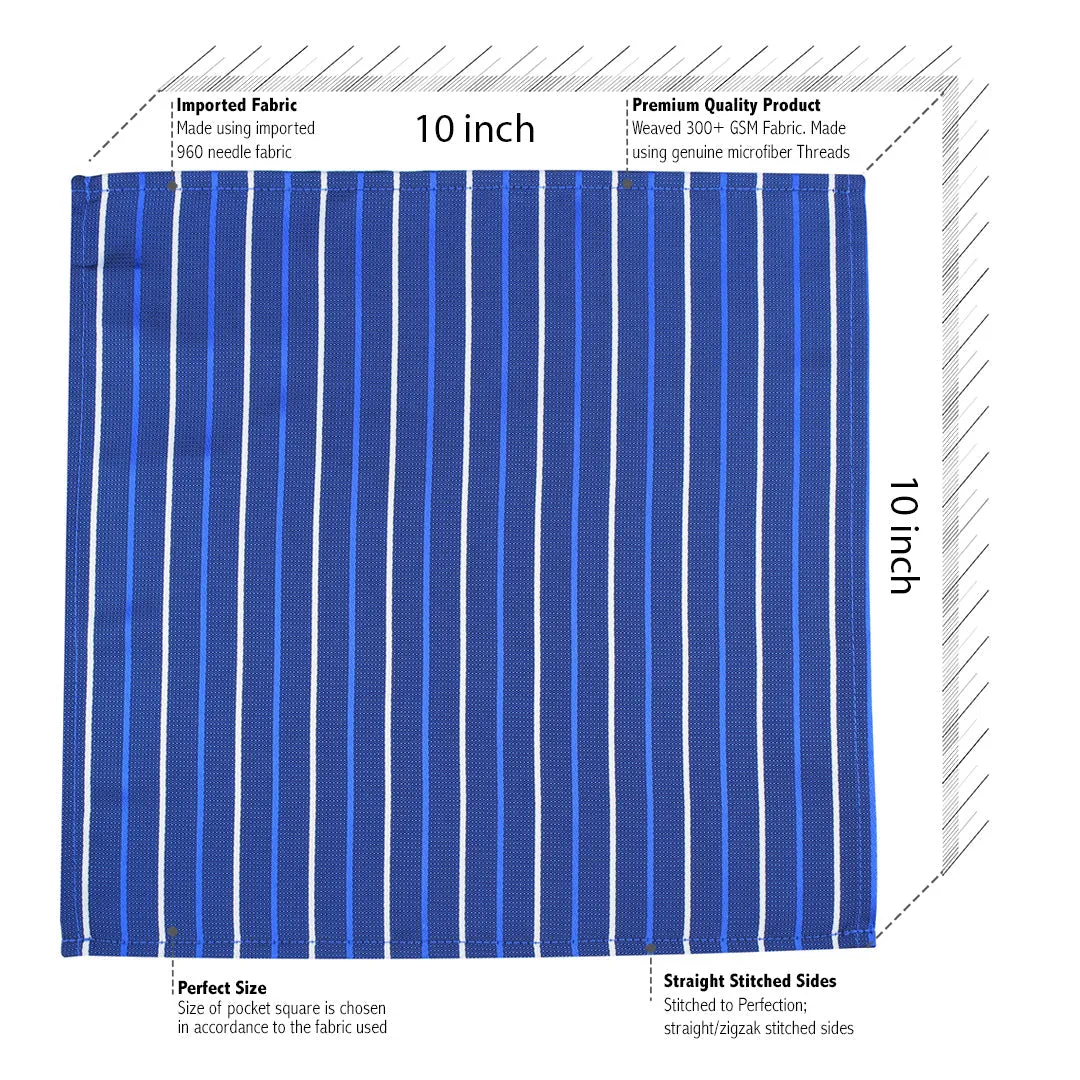 Kovove Graceful Blue Striped Pocket Square For Men