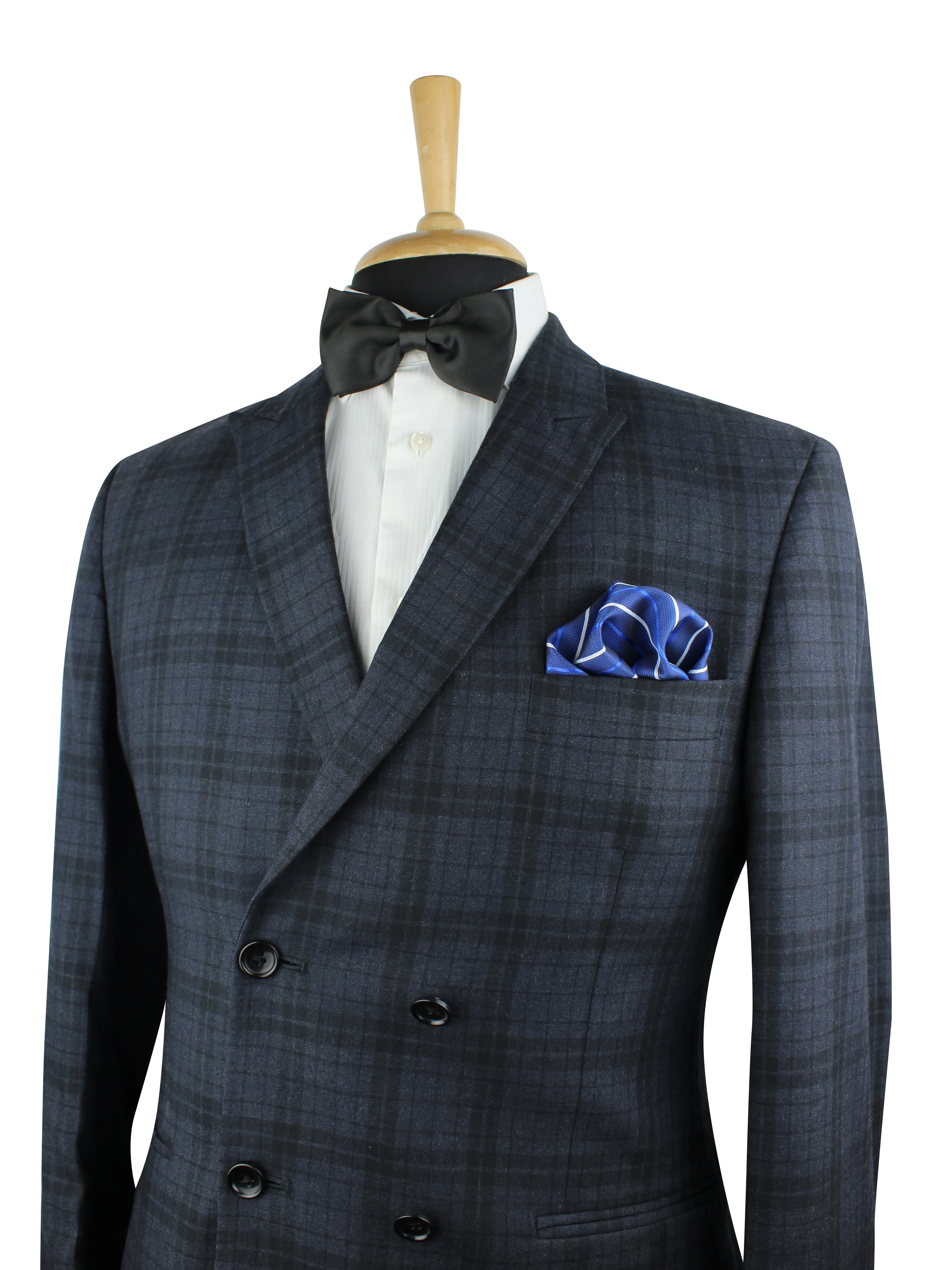 Kovove Graceful Blue Striped Pocket Square For Men