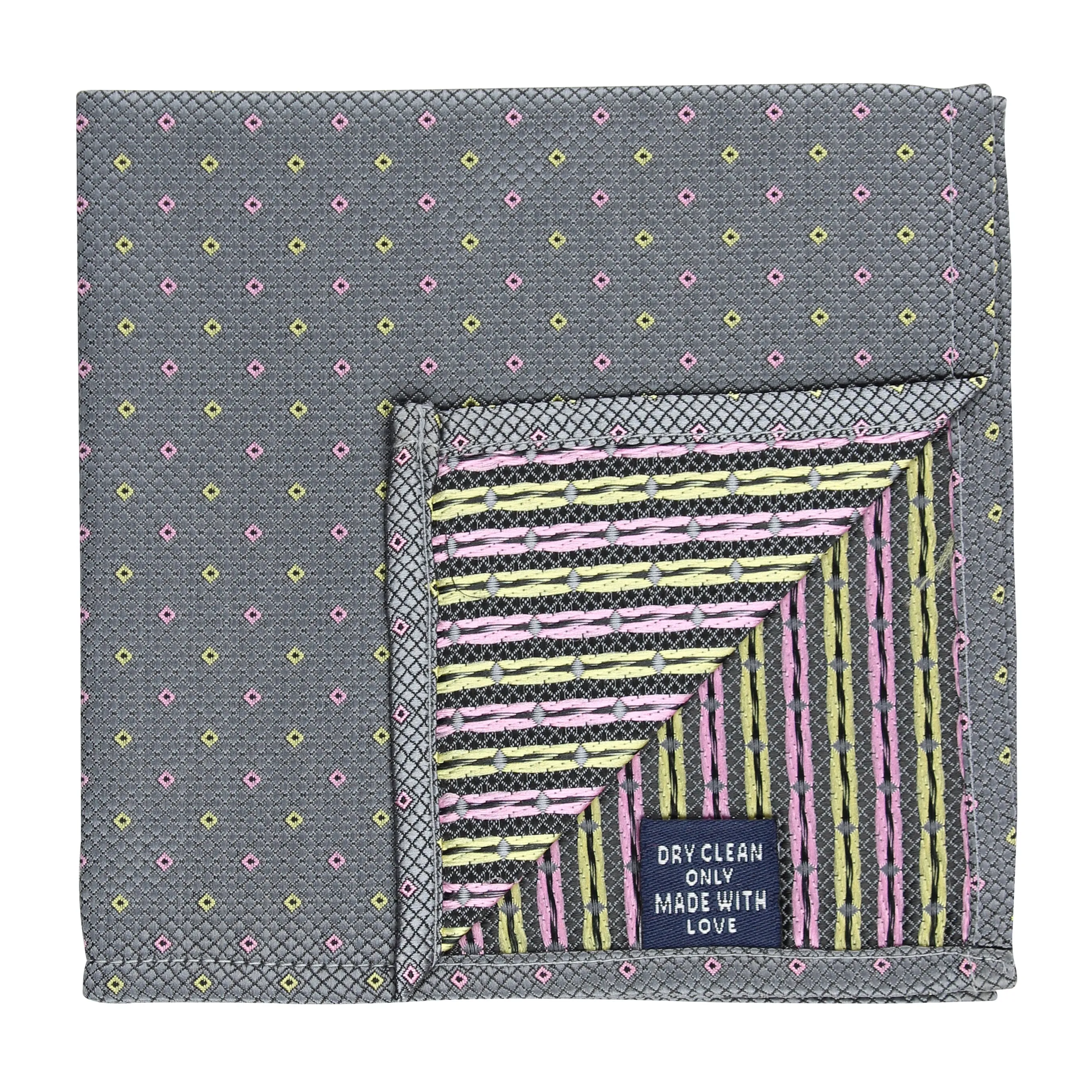 Kovove Graceful Grey Checkered Pocket Square For Men