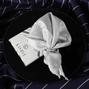 Kovove Graceful White Polka Dot Pocket Square For Men