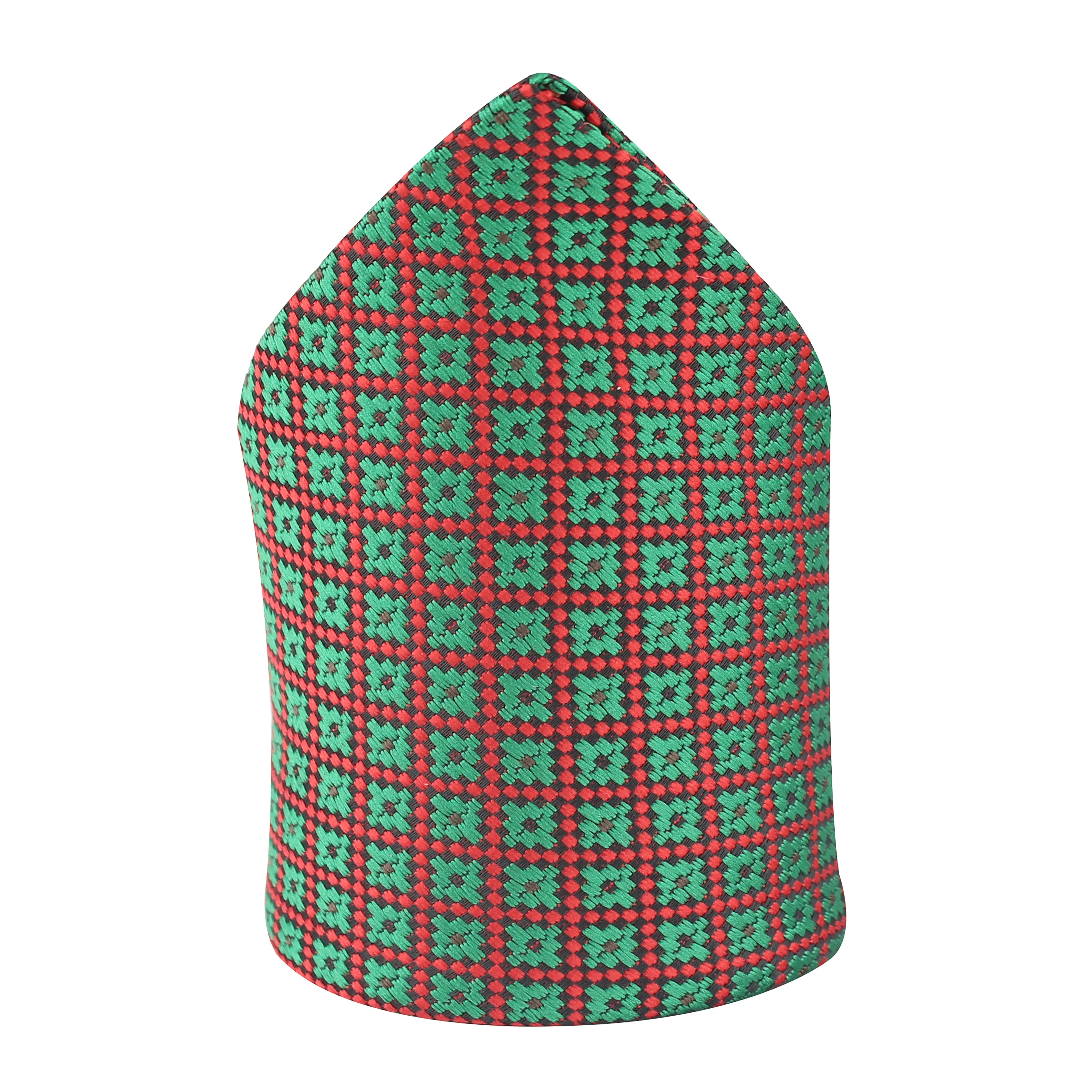 Kovove Green Checkered Pocket Square For Men