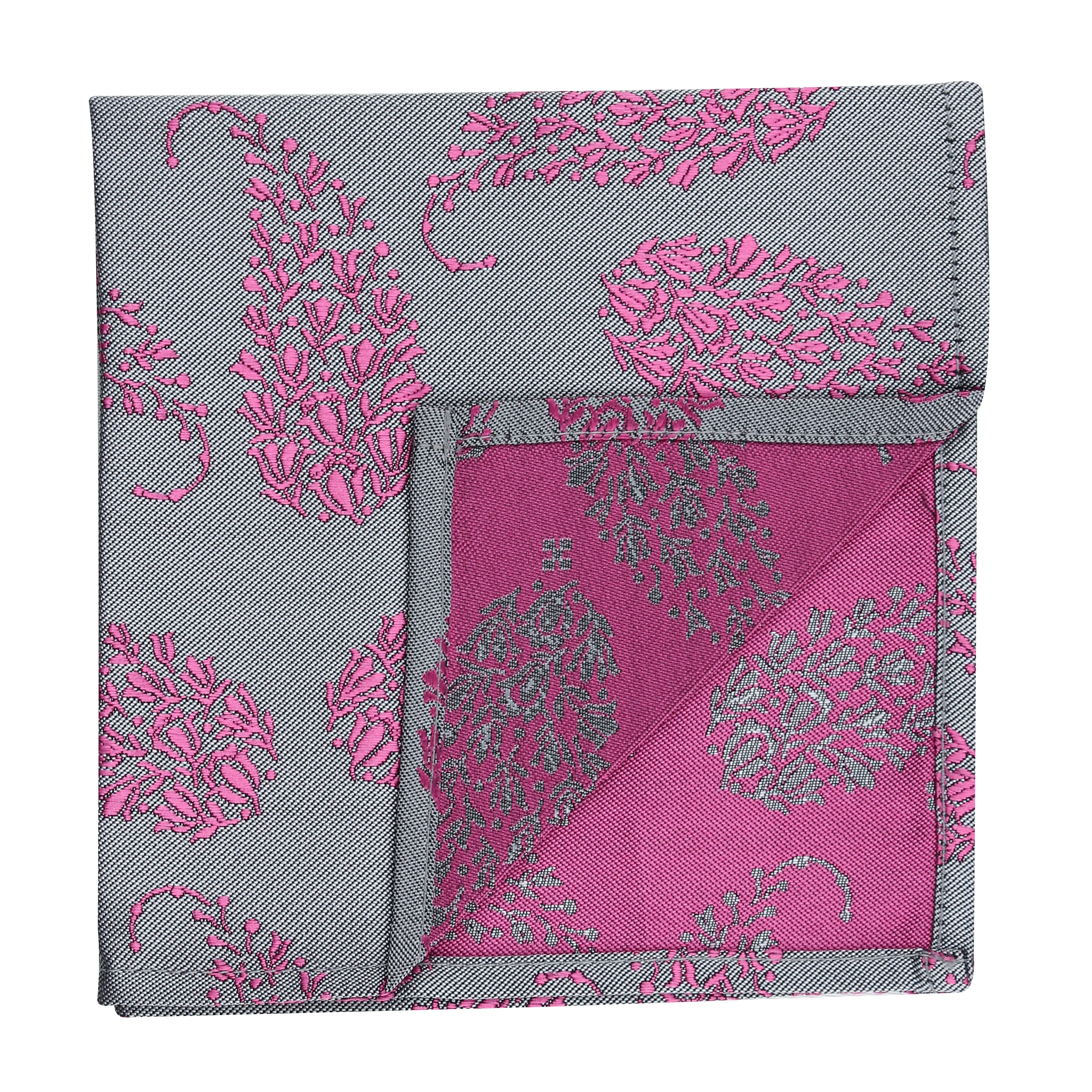 Kovove Grey Floral Pocket Square For Men