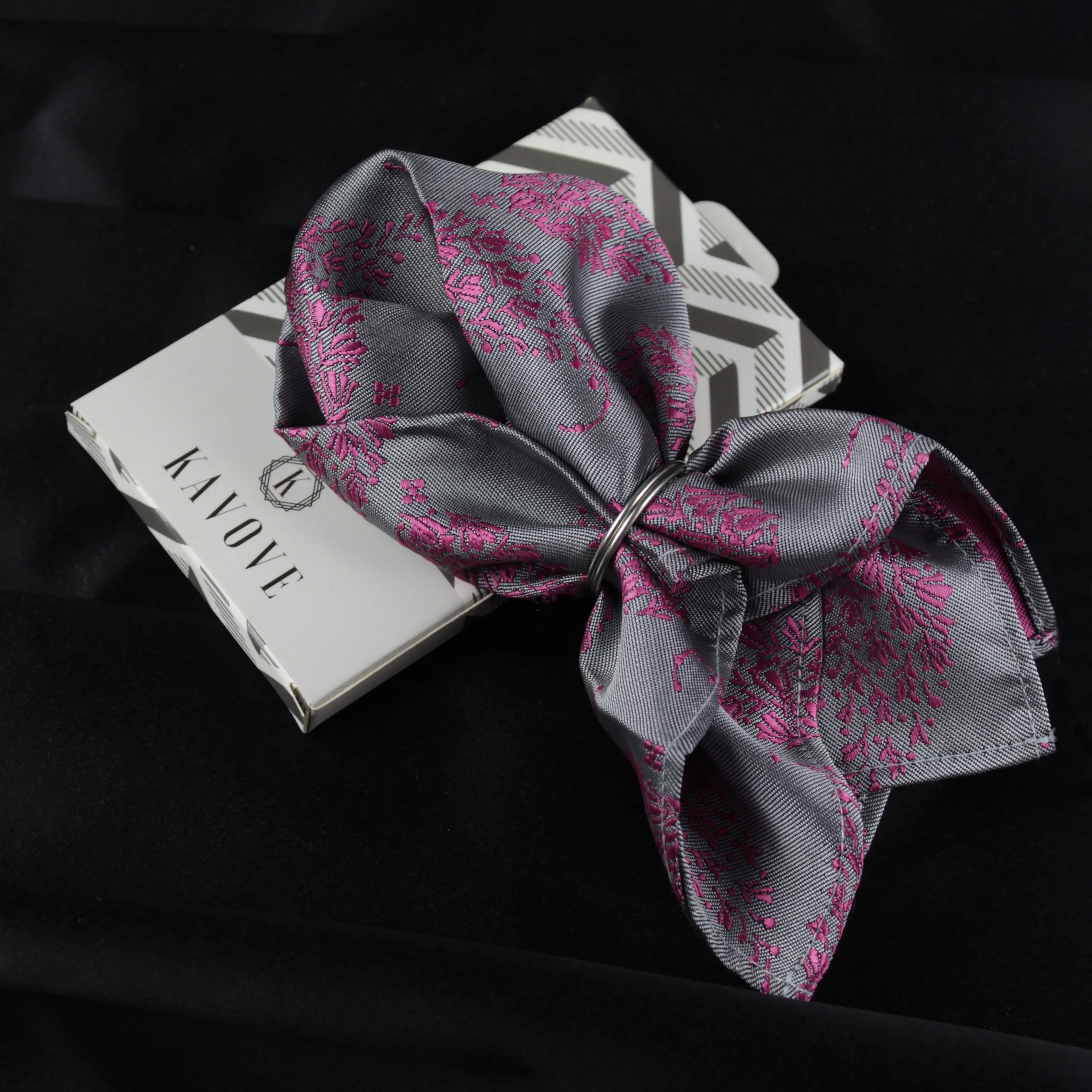 Kovove Grey Floral Pocket Square For Men