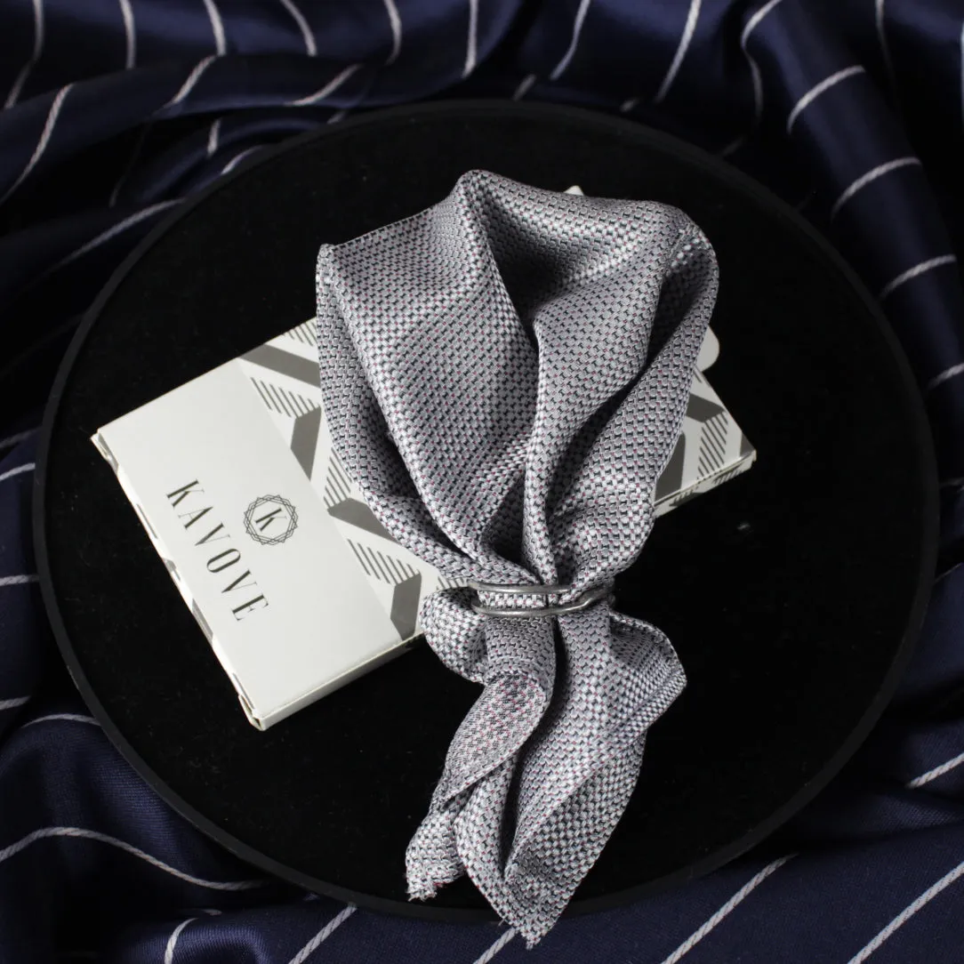 Kovove Grey Polka Dot Pocket Square For Men