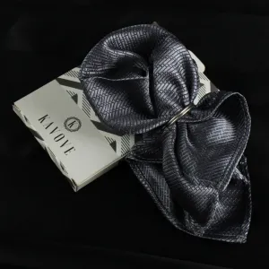 Kovove Grey Self Design Pocket Square For Men