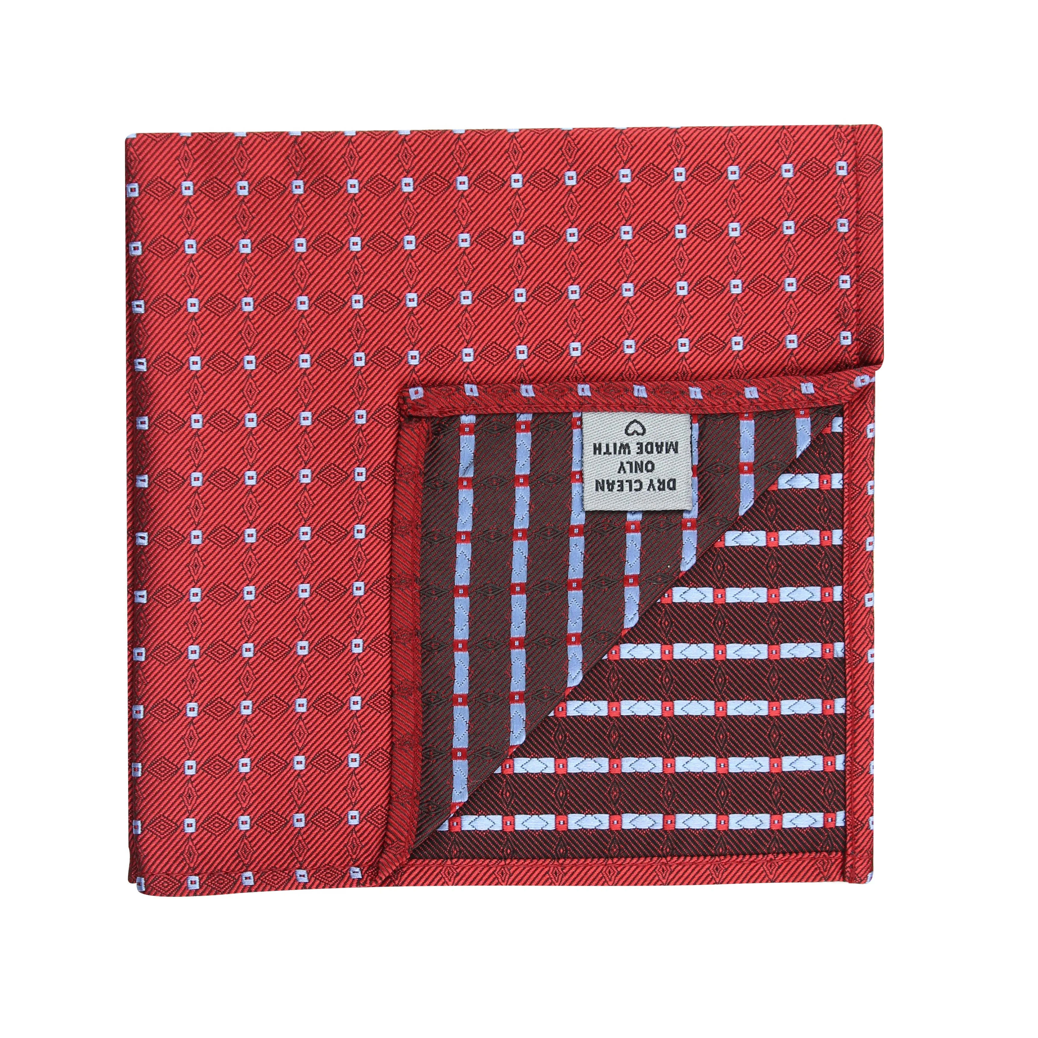 Kovove Maroon Checkered Pocket Square For Men