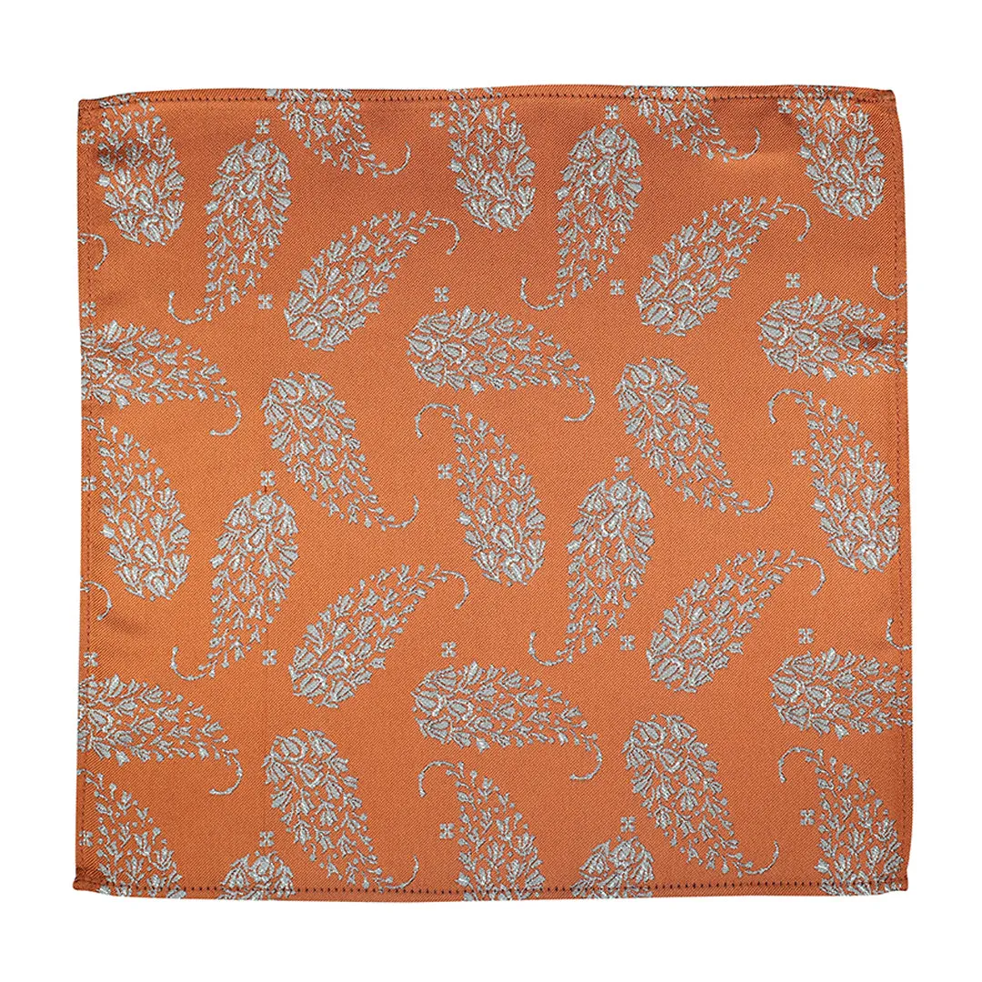 Kovove Orange Floral Pocket Square For Men