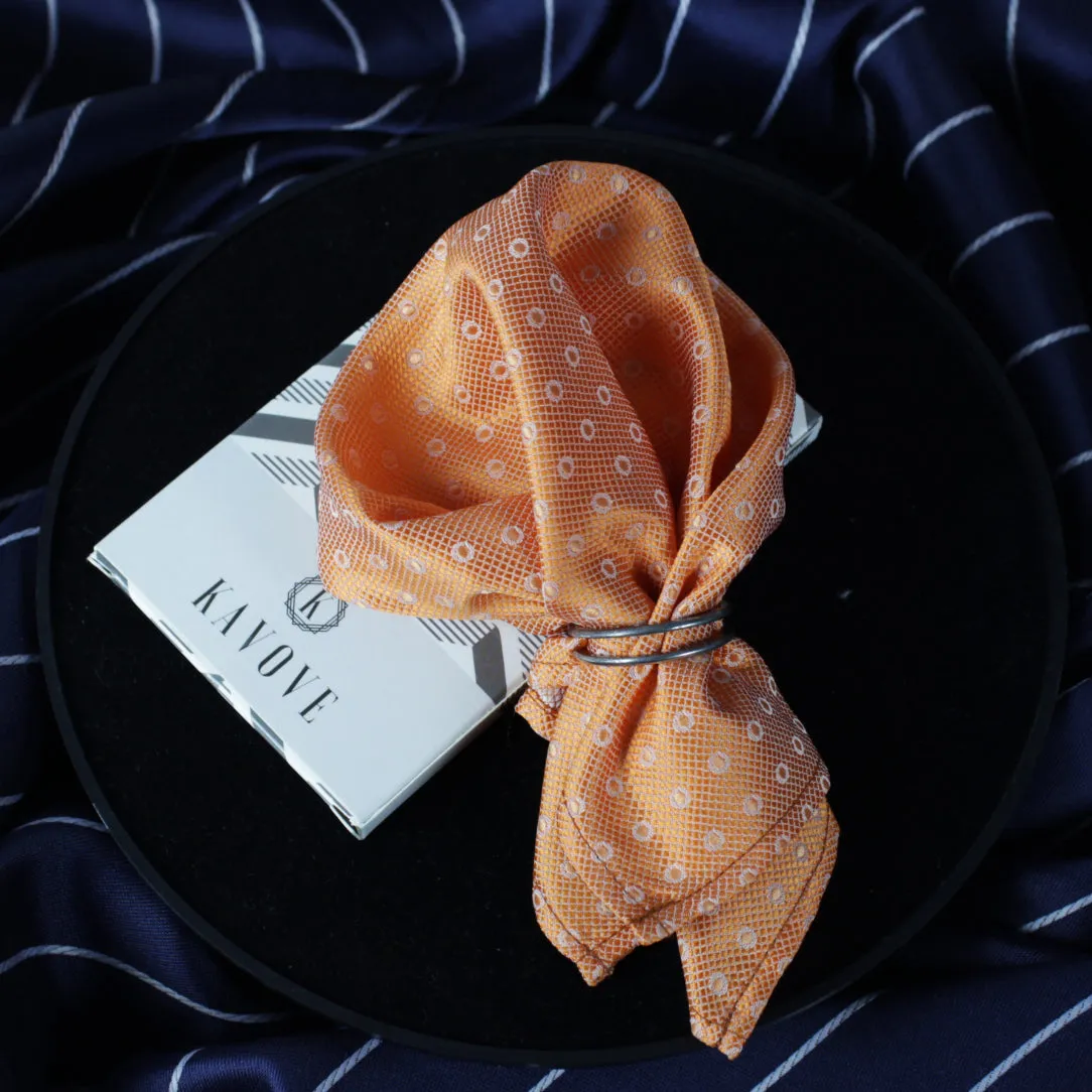 Kovove Orange Polka Dot Pocket Square For Men