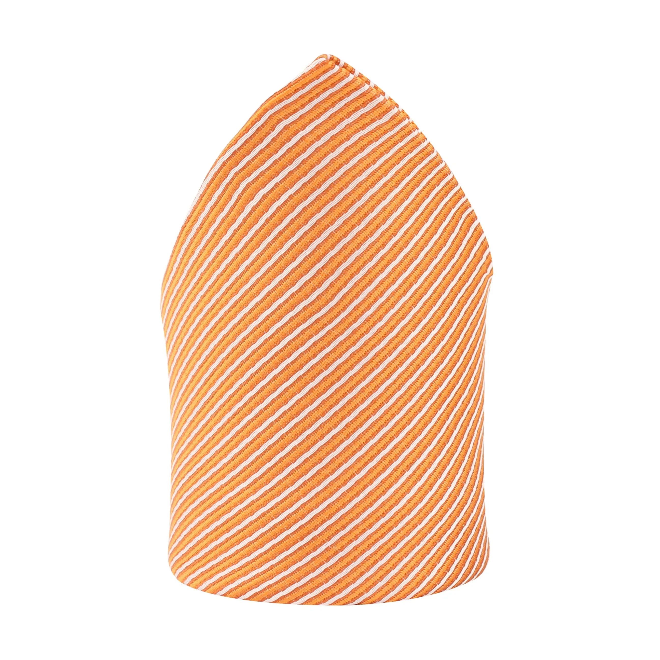 Kovove Orange Striped Pocket Square For Men