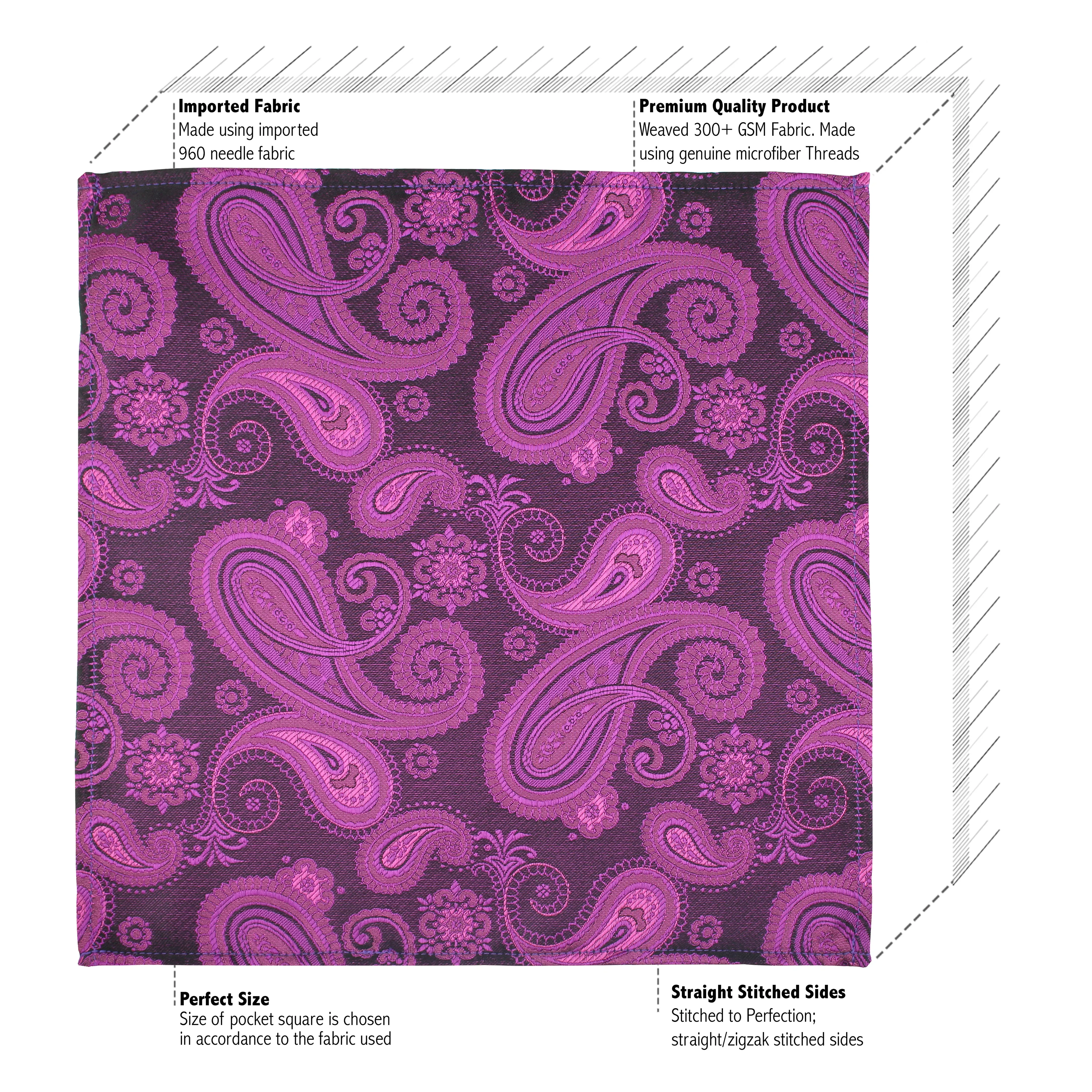 Kovove Pink Paisley Pocket Square For Men