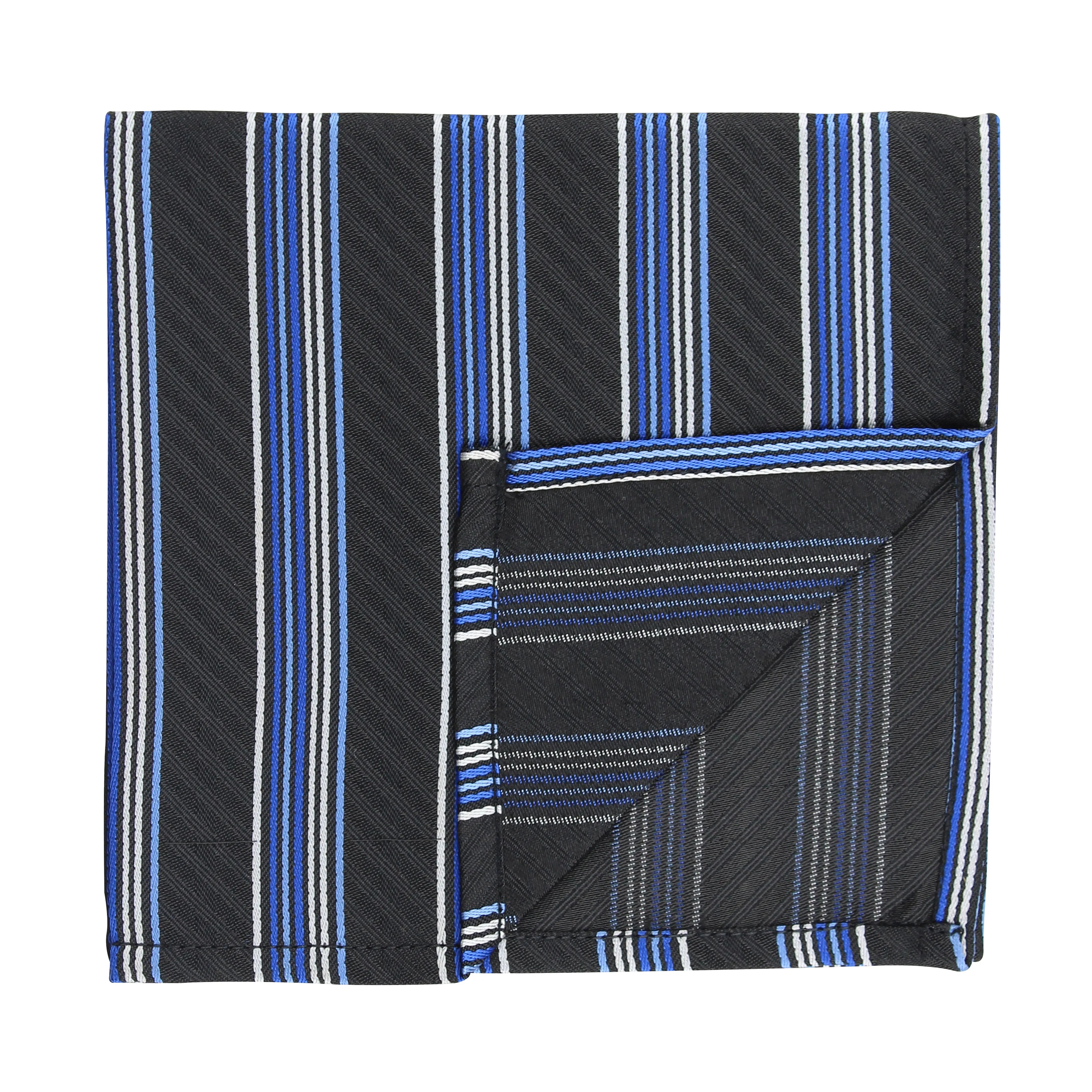 Kovove Pleasing Black Striped Pocket Square For Men