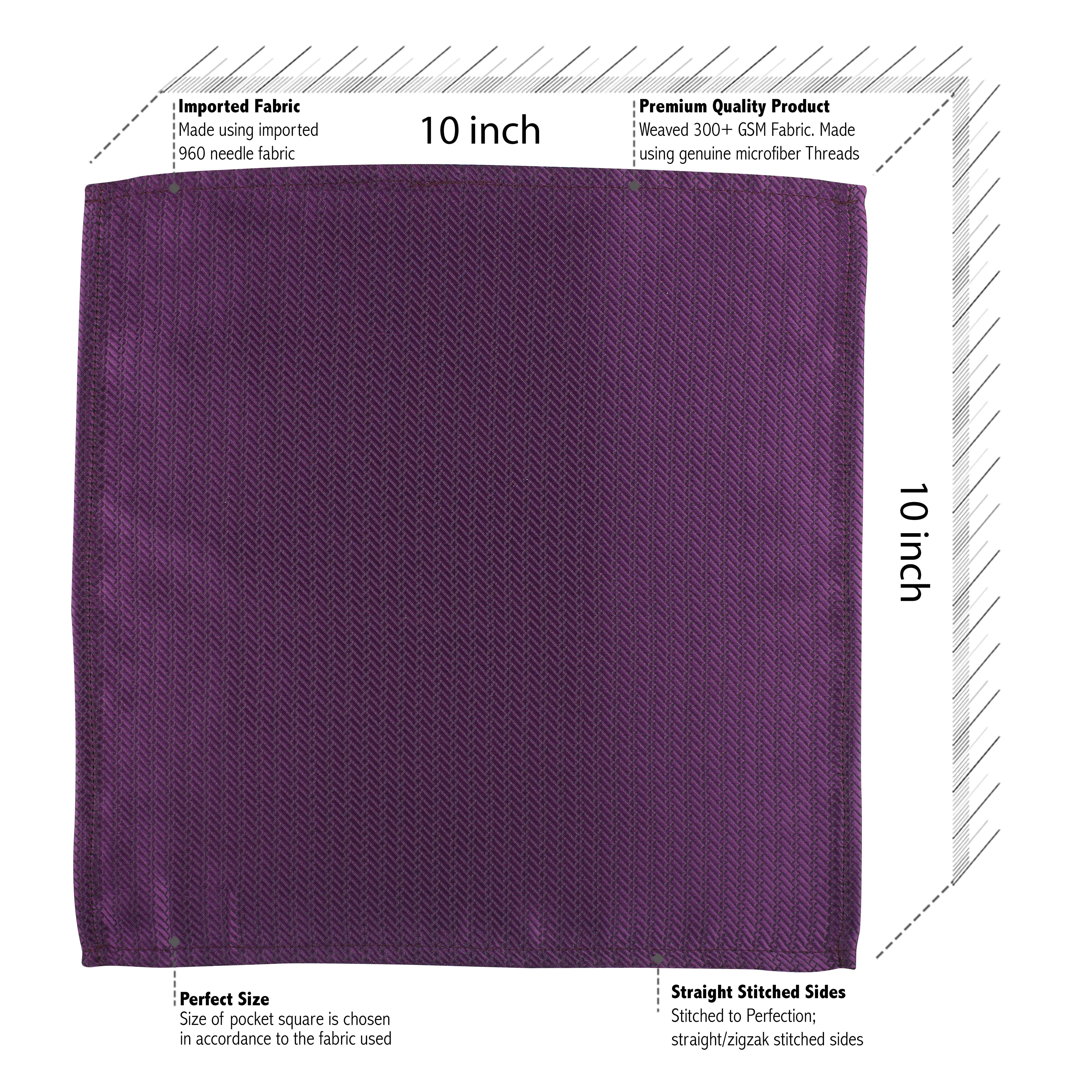 Kovove Purple Self Design Pocket Square For Men