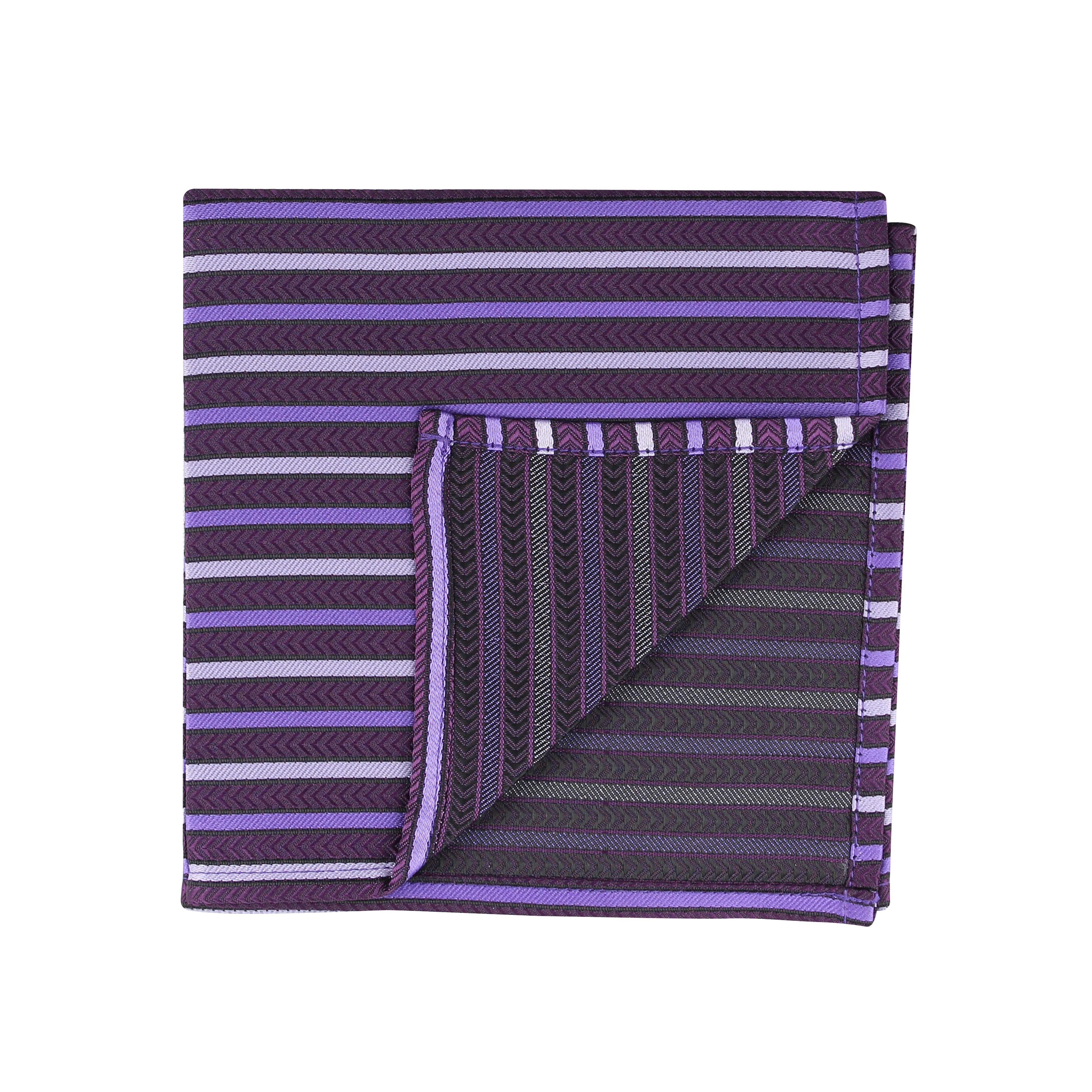 Kovove Purple Striped Pocket Square For Men