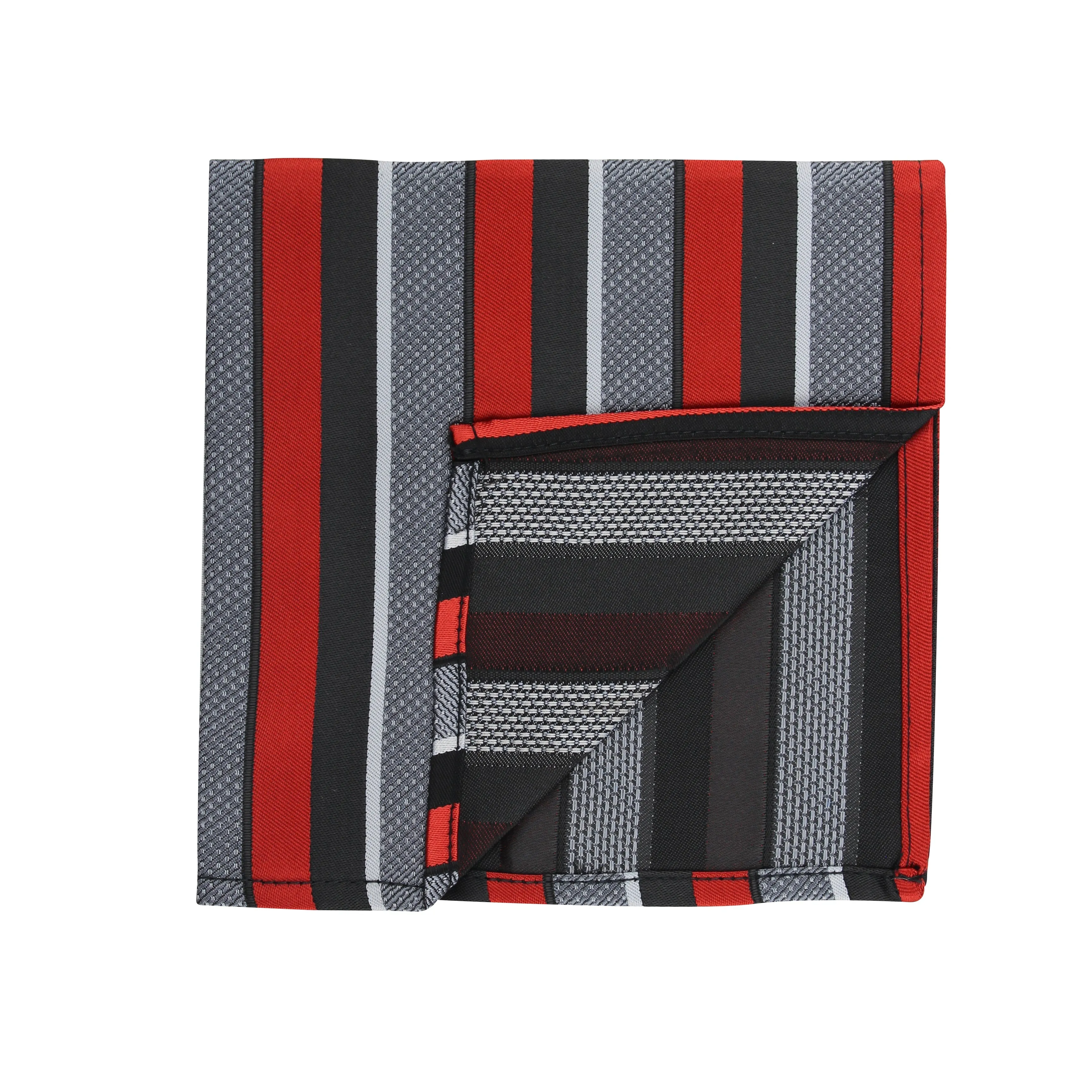 Kovove Refreshing Black & Red Striped Pocket Square For Men