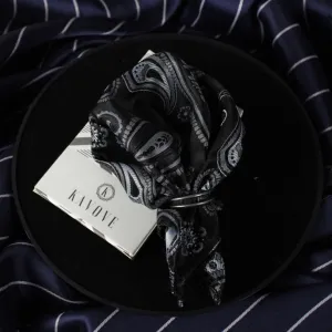 Kovove Refreshing Black Paisley Pocket Square For Men