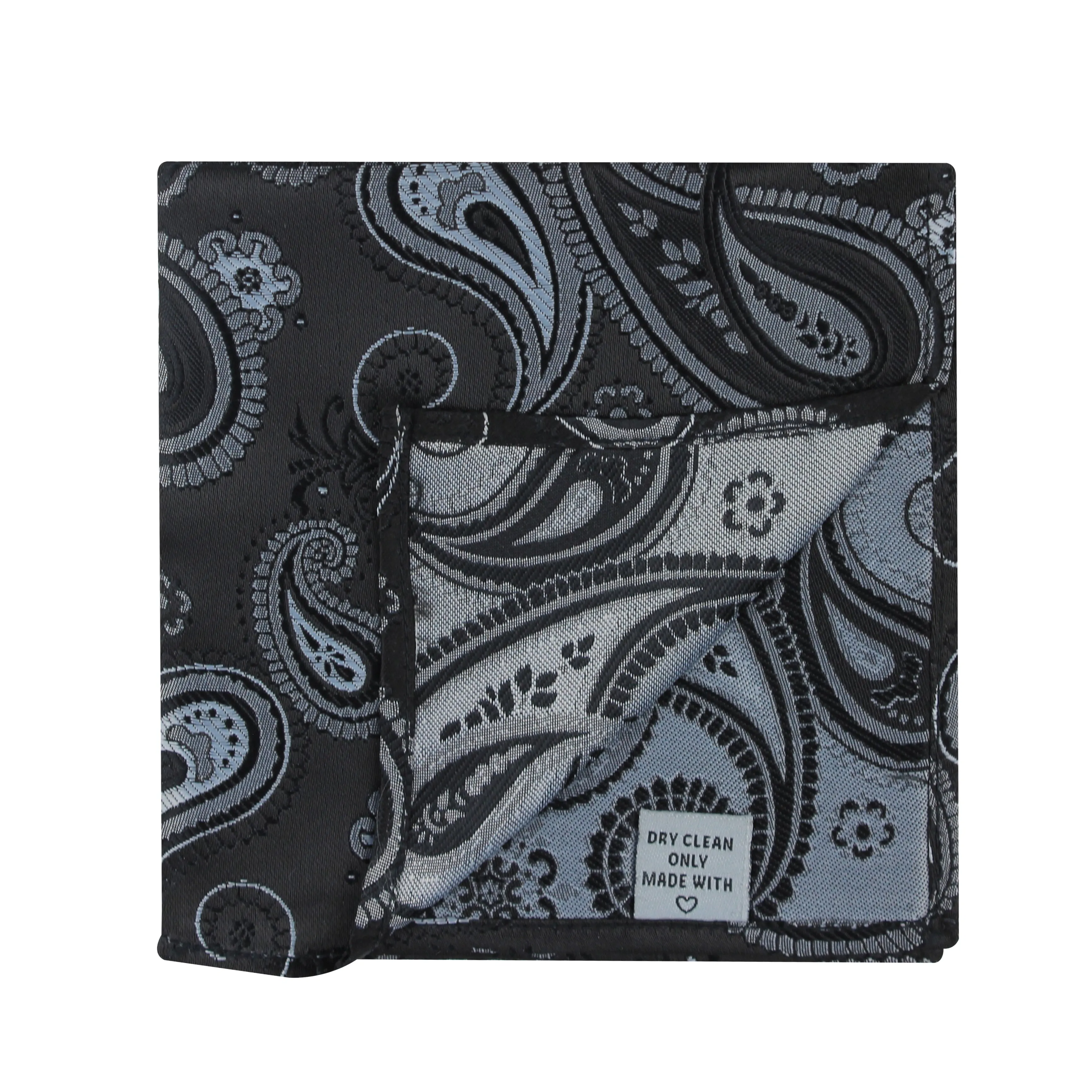 Kovove Refreshing Black Paisley Pocket Square For Men