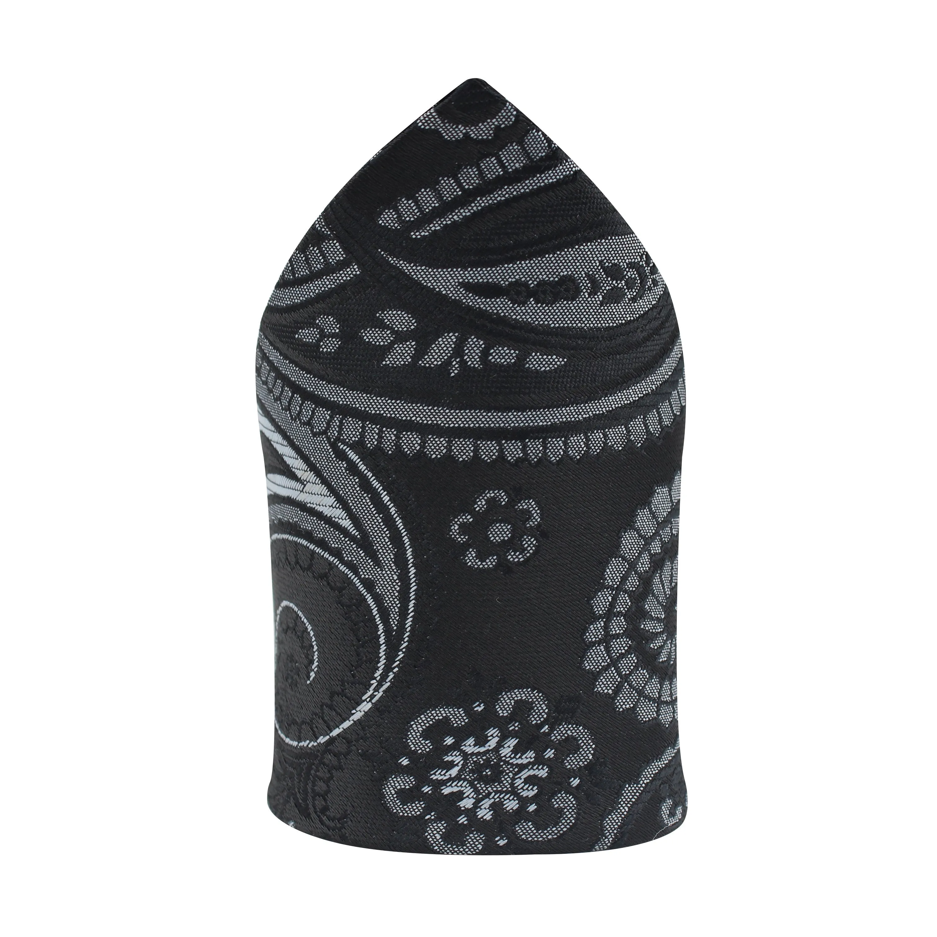 Kovove Refreshing Black Paisley Pocket Square For Men