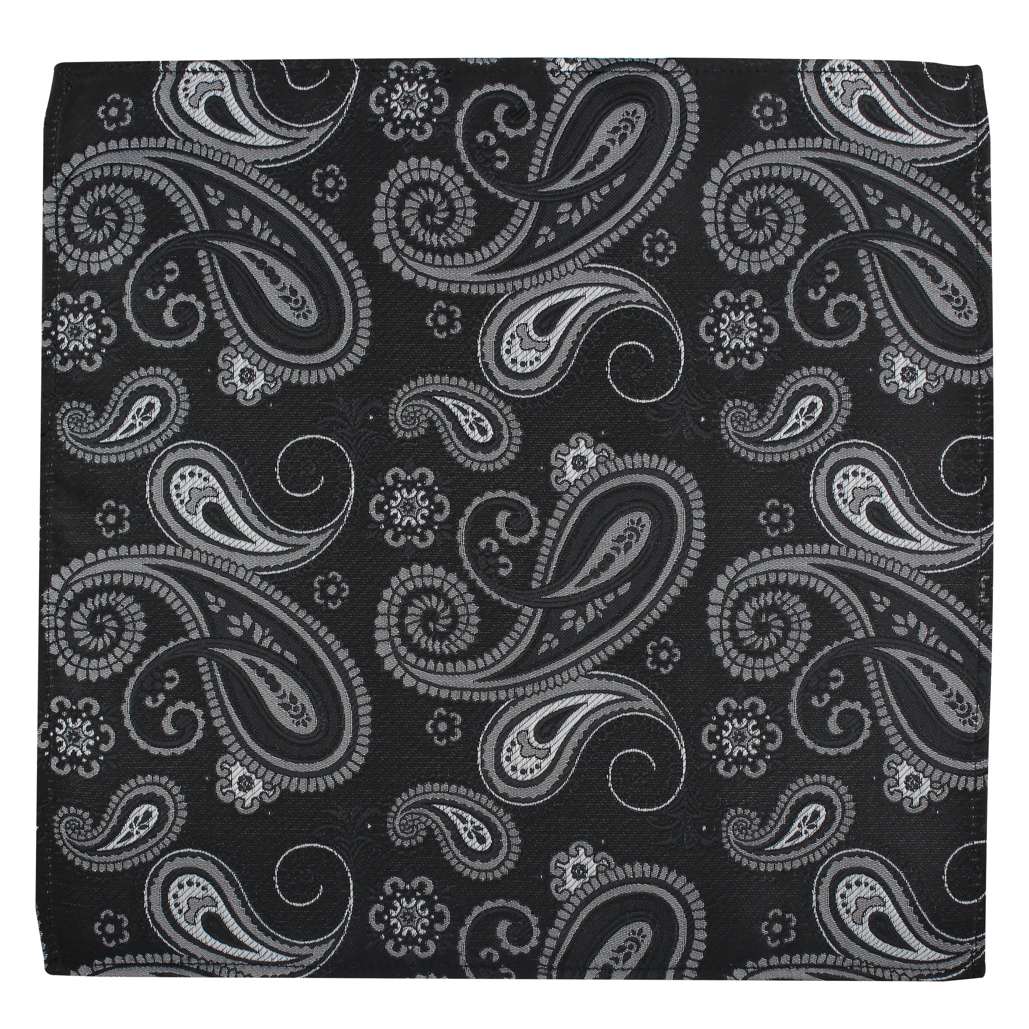 Kovove Refreshing Black Paisley Pocket Square For Men