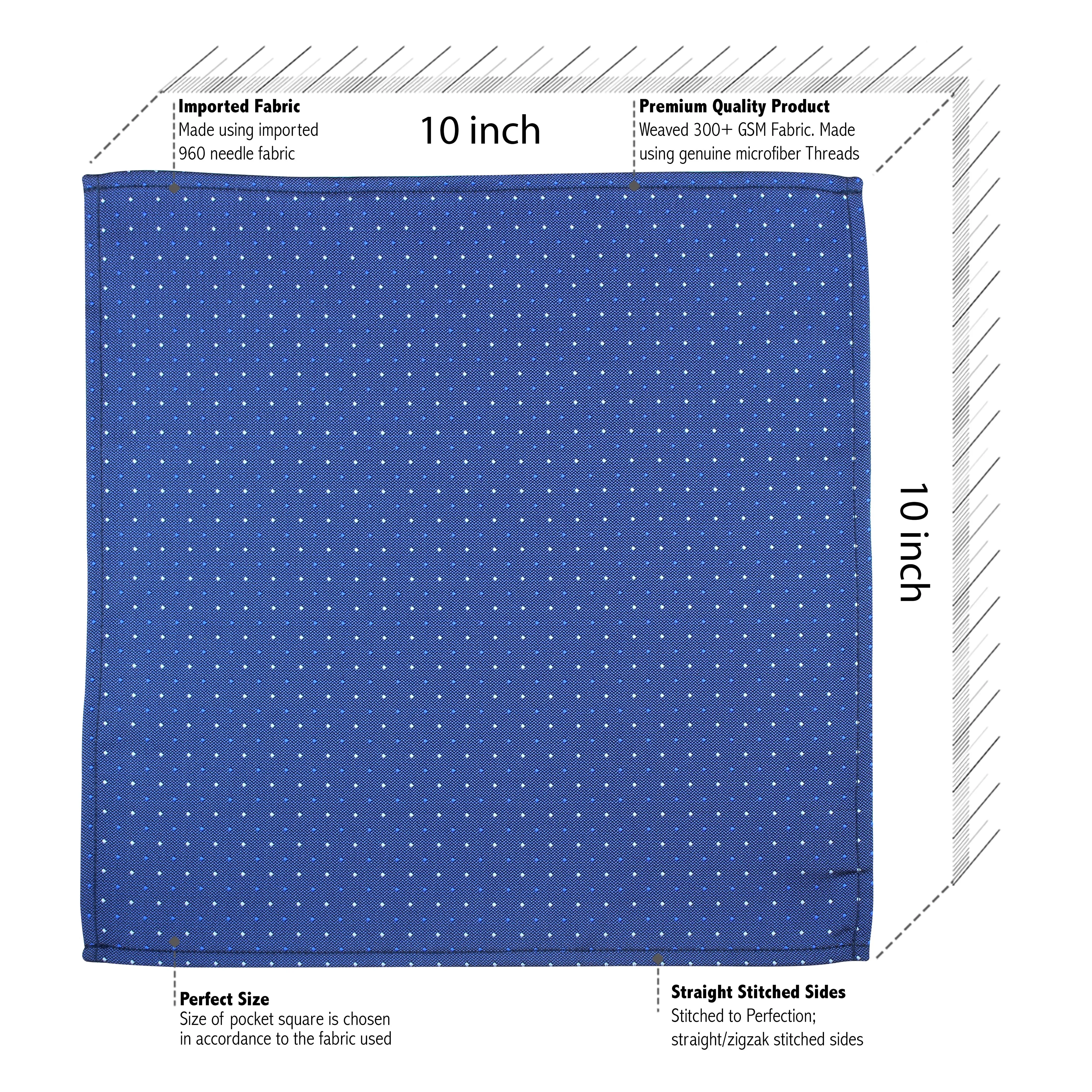 Kovove Refreshing Blue Polka Dot Pocket Square For Men