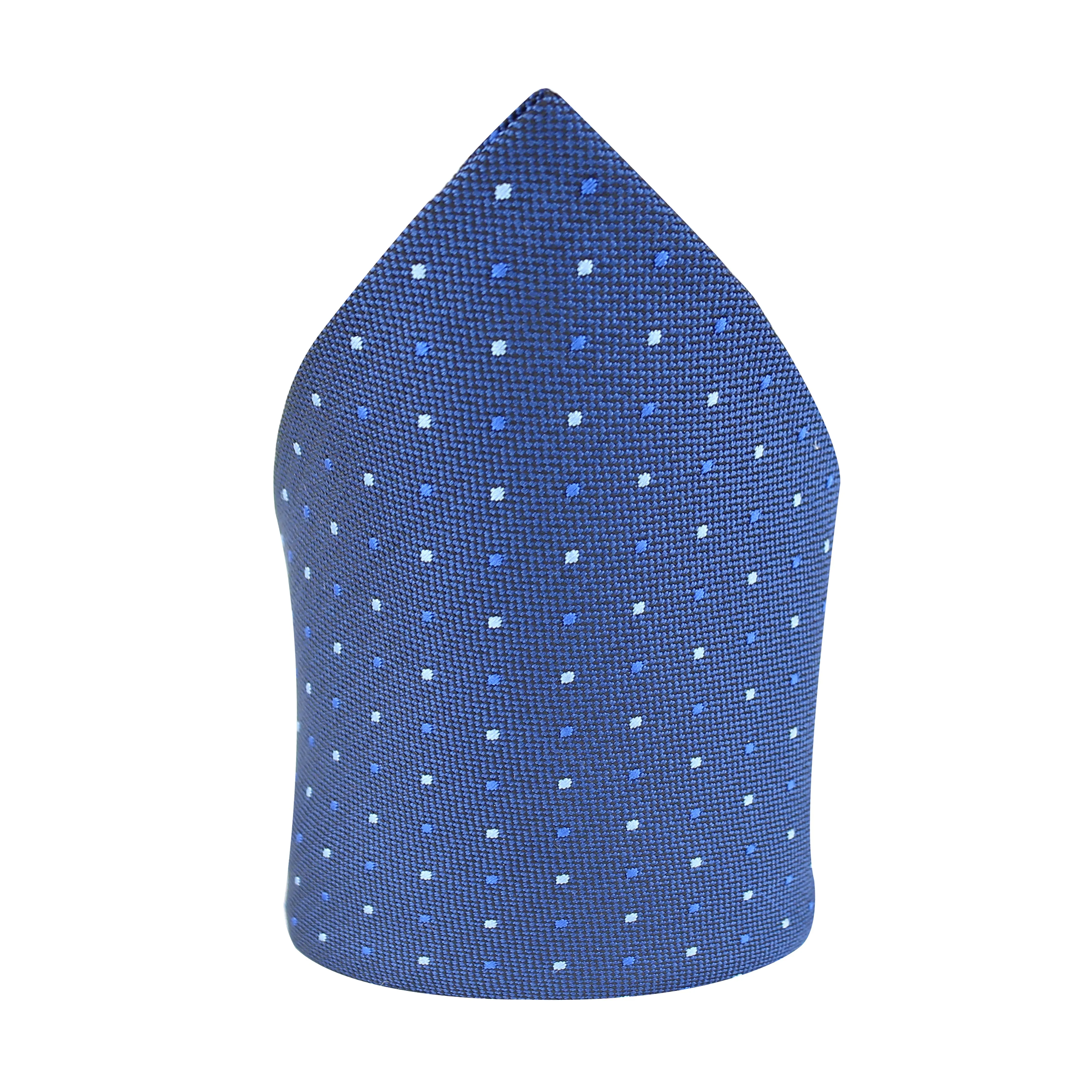 Kovove Refreshing Blue Polka Dot Pocket Square For Men