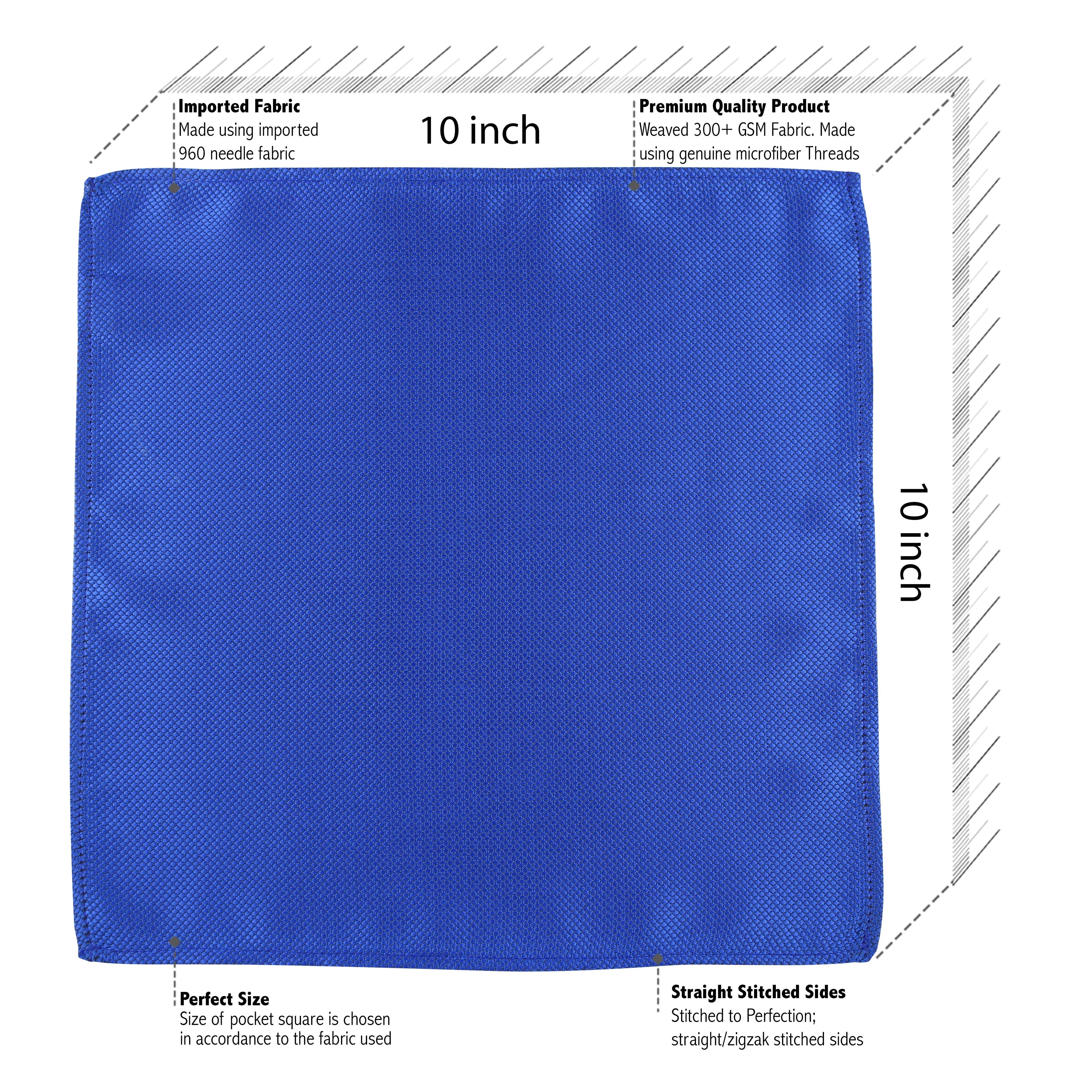 Kovove Refreshing Blue Self Design Pocket Square For Men