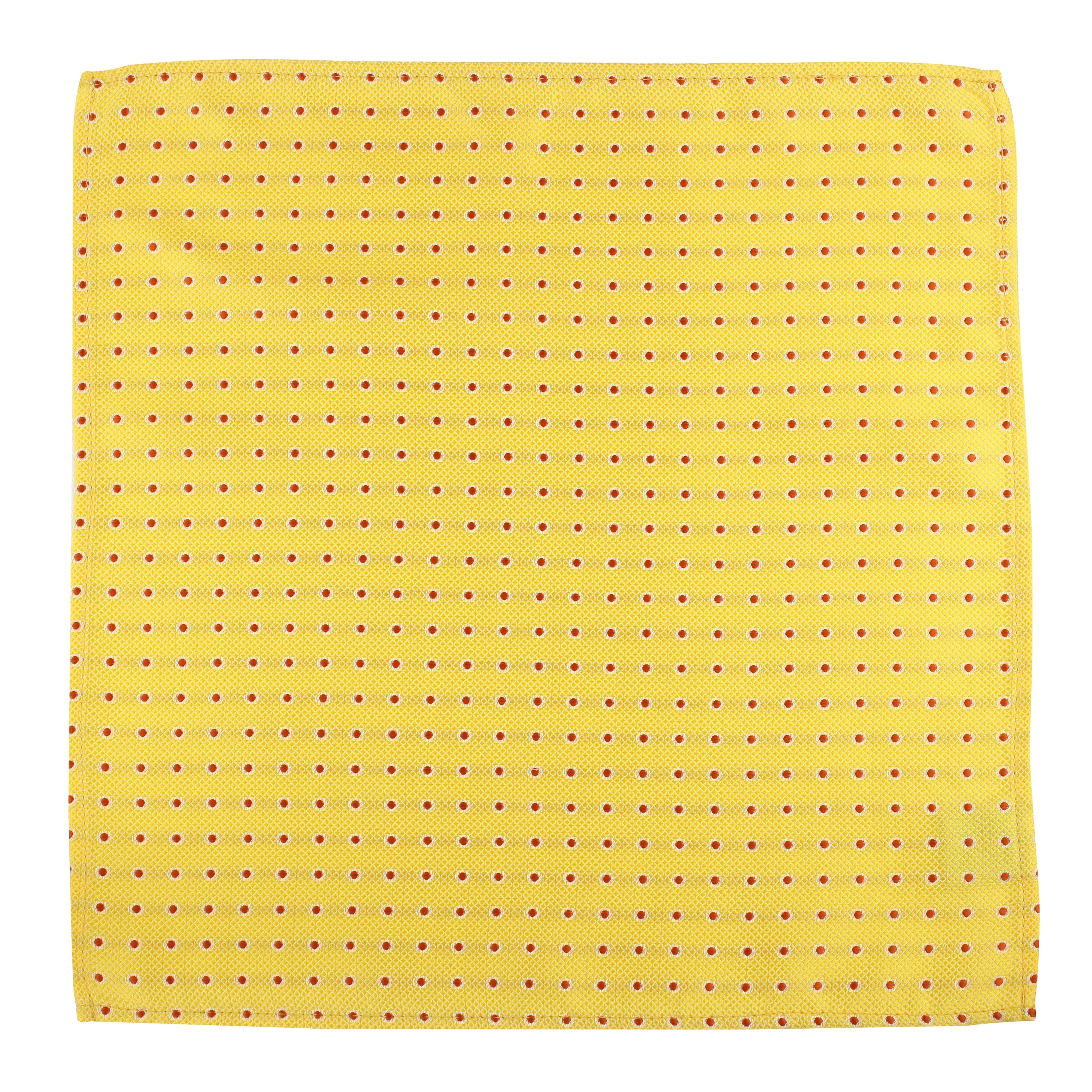 Kovove Refreshing Yellow Polka Dot Pocket Square For Men