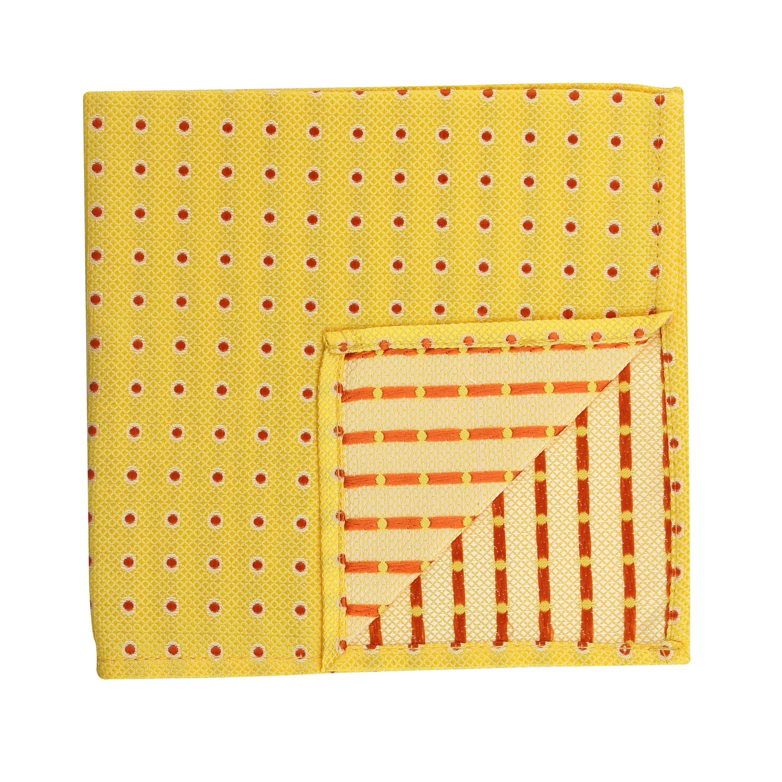 Kovove Refreshing Yellow Polka Dot Pocket Square For Men