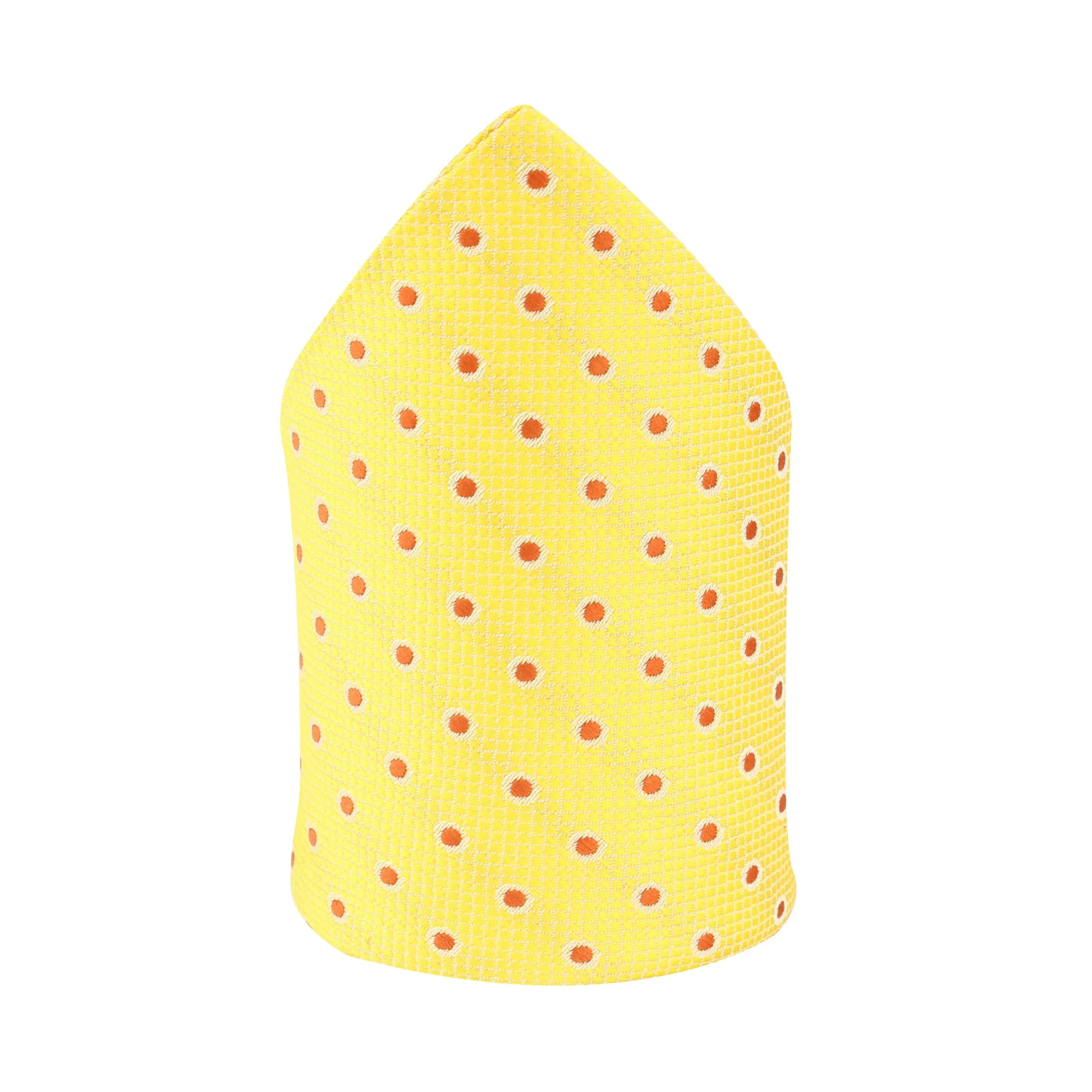 Kovove Refreshing Yellow Polka Dot Pocket Square For Men