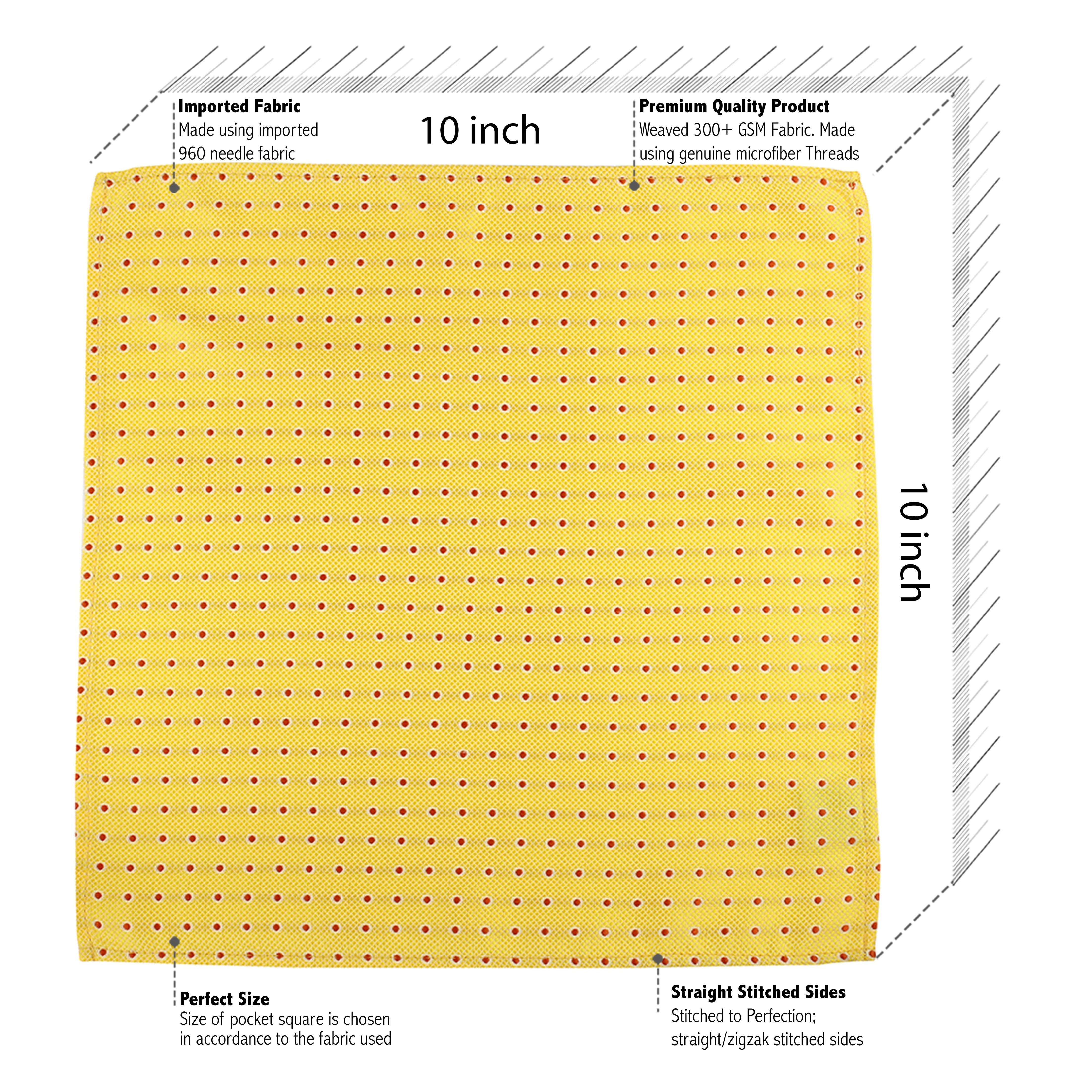 Kovove Refreshing Yellow Polka Dot Pocket Square For Men