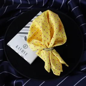 Kovove Refreshing Yellow Polka Dot Pocket Square For Men