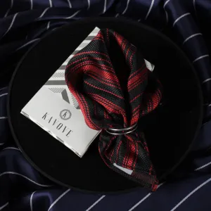 Kovove Royal Black & Red Striped Pocket Square For Men