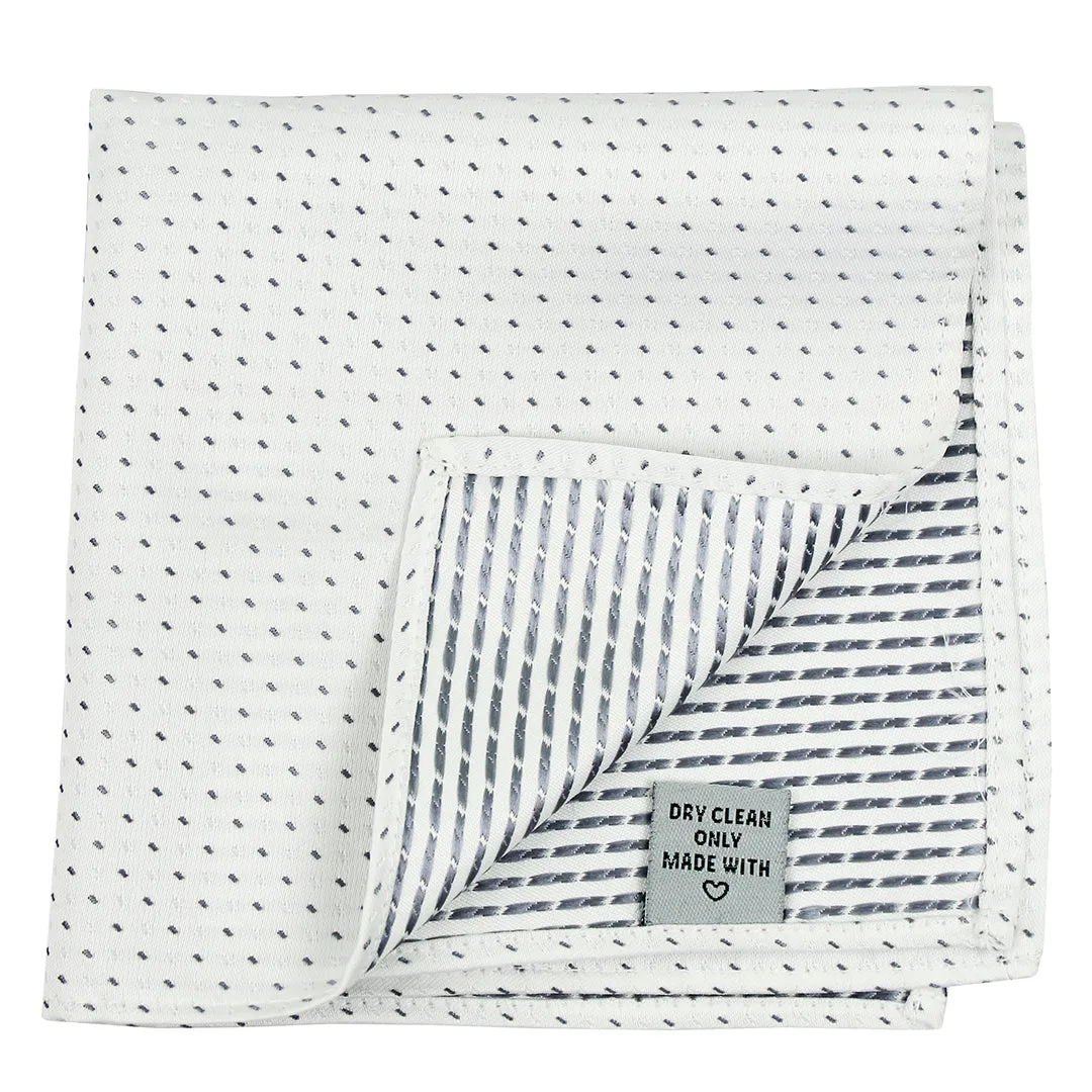 Kovove The Abstract Dash Line White & Grey Pocket Square For Men