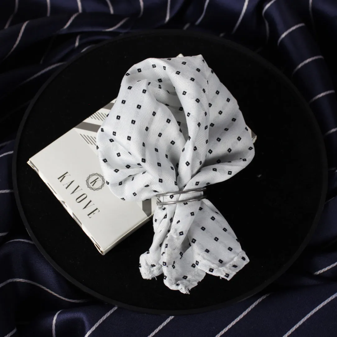 Kovove The Abstract Polka Fusion White Pocket Square For Men